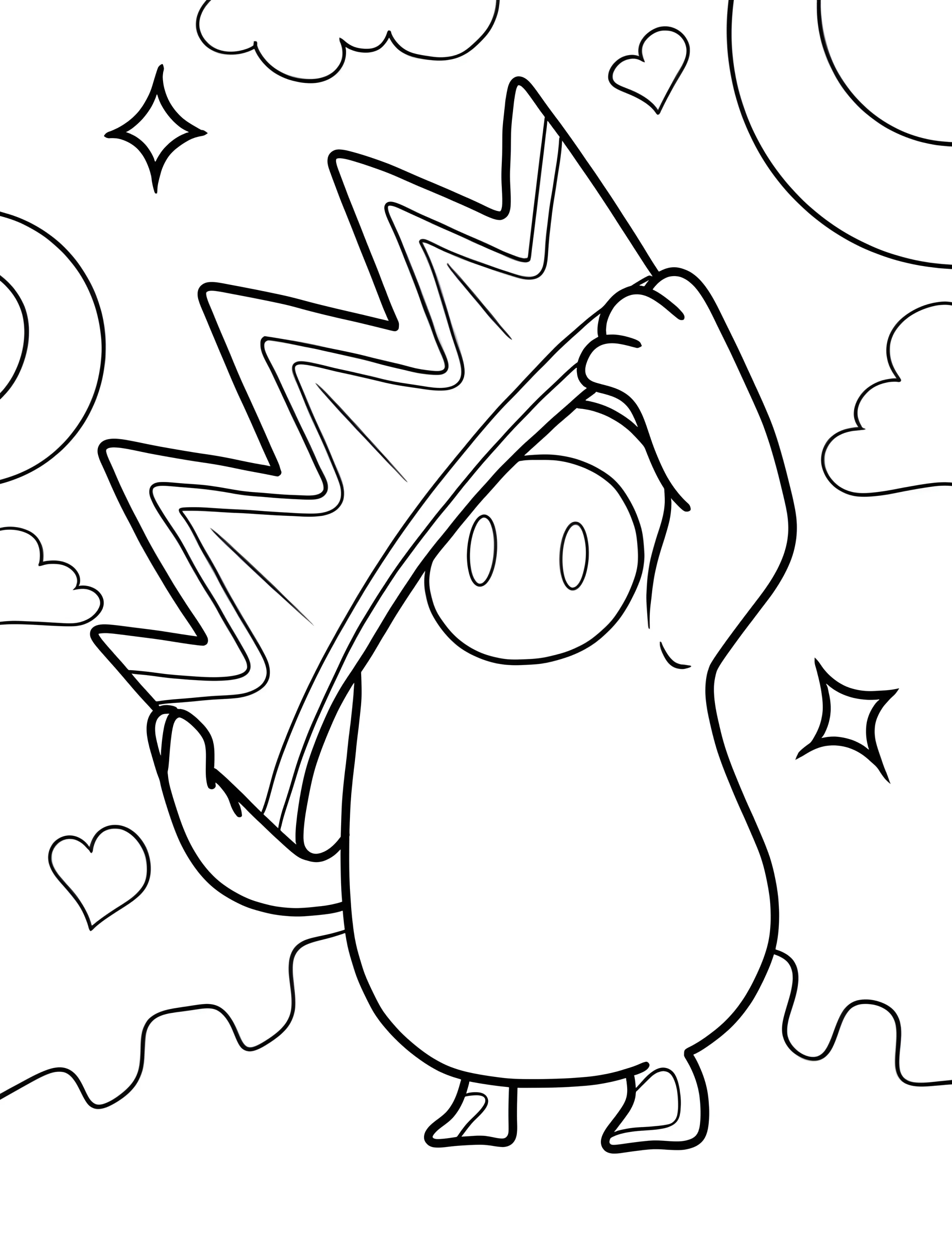 Милый Fall Guys с огромной короной для детей №6380. Раскраски из игр. Фолл Гайз (Fall Guys).