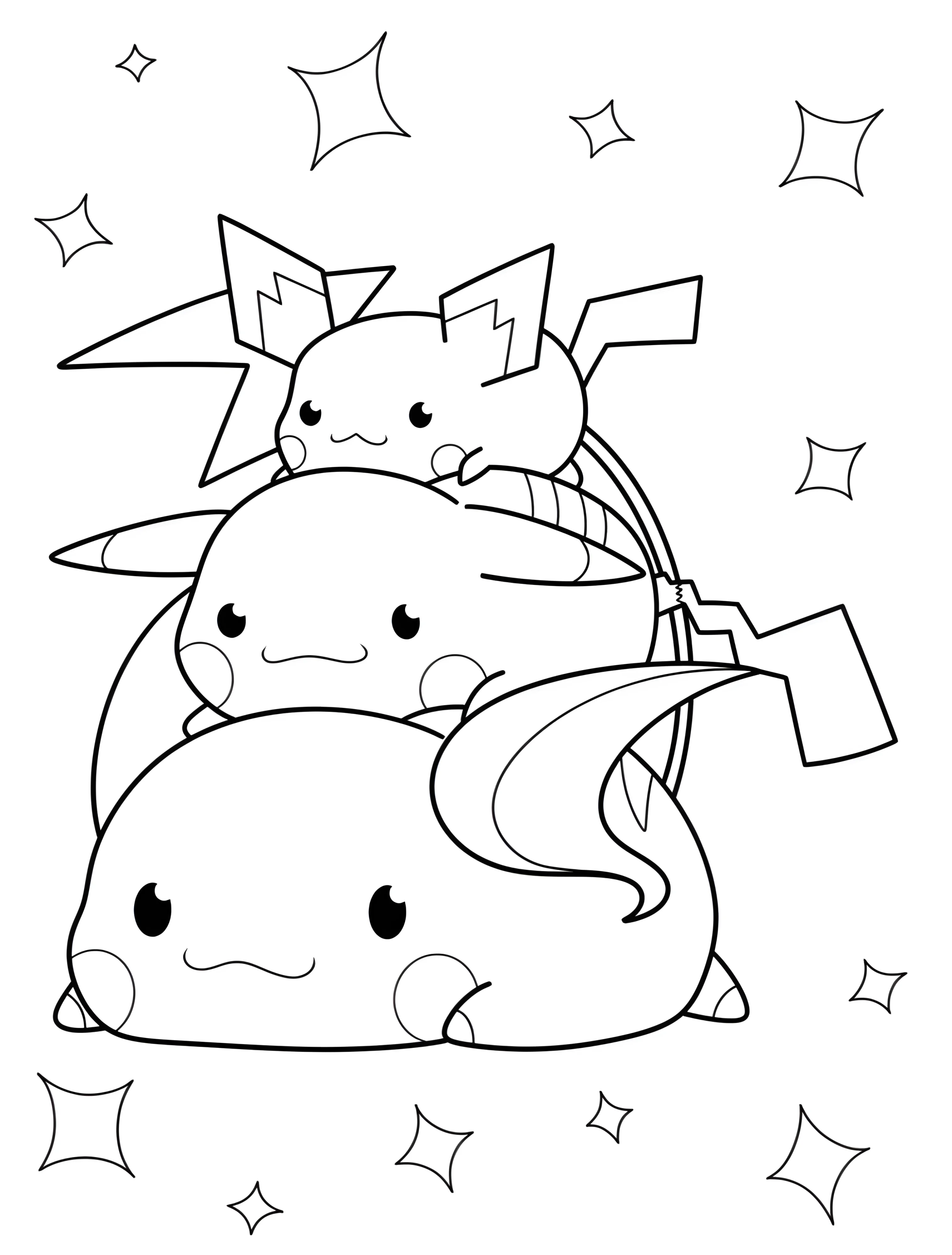 Милые Пичу и Пикачу для детей №7515. Раскраски из игр. Райчу (Raichu).