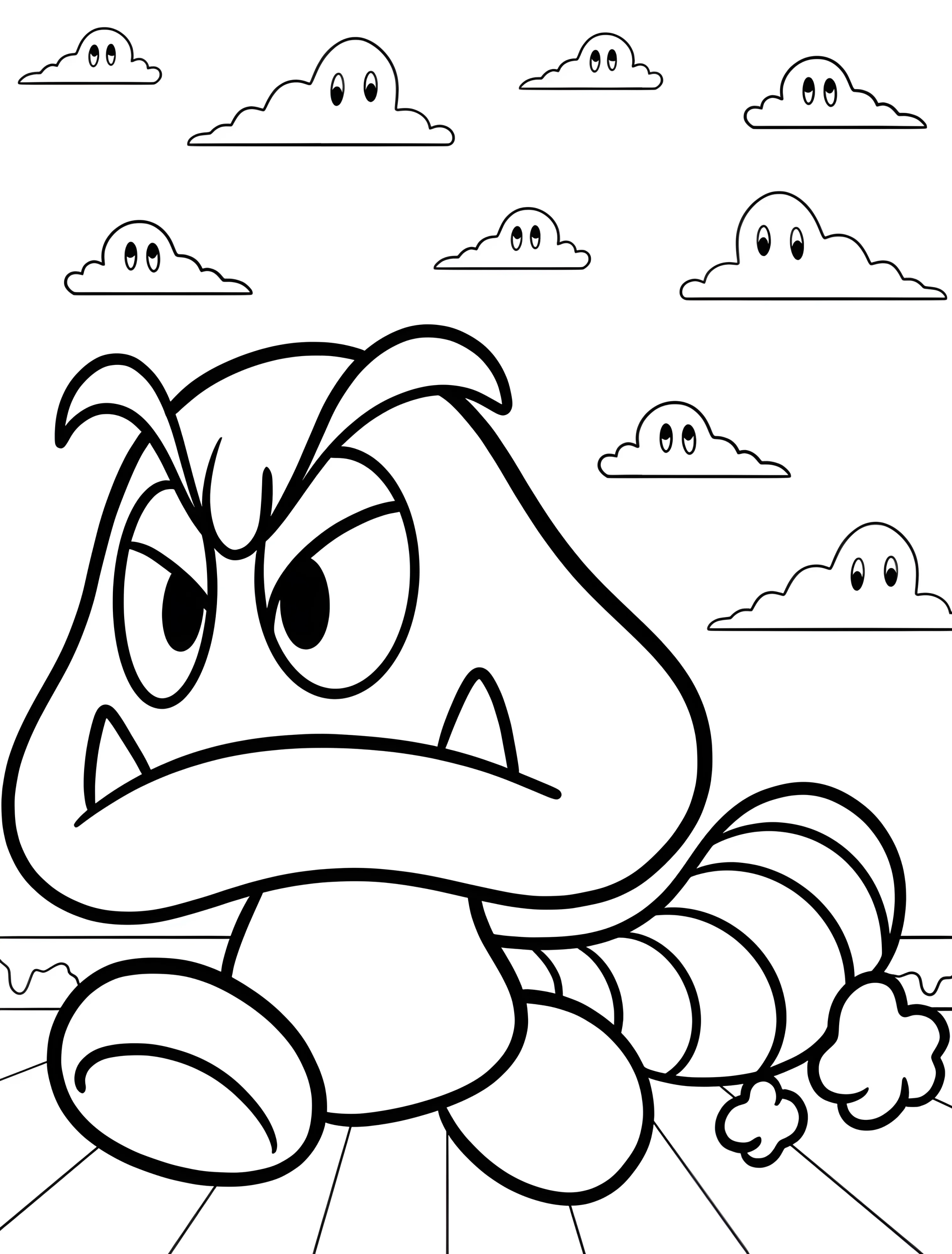 Милый Гумба бежит для детей №6574. Раскраски из игр. Гумба (Goomba).