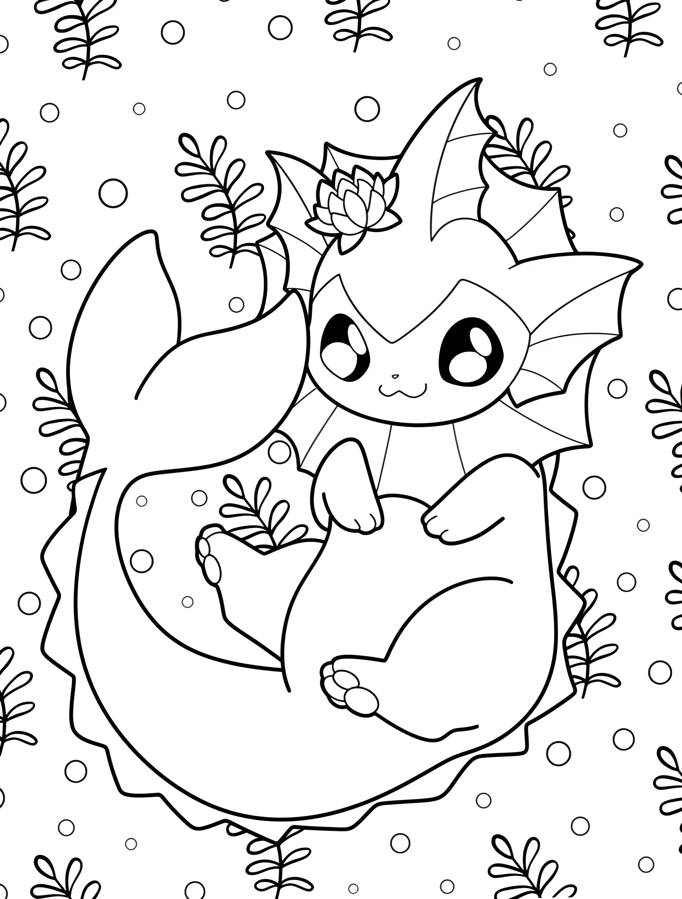 Милый Вапореон для детей №8140. Раскраски из игр. Вапореон (Vaporeon).