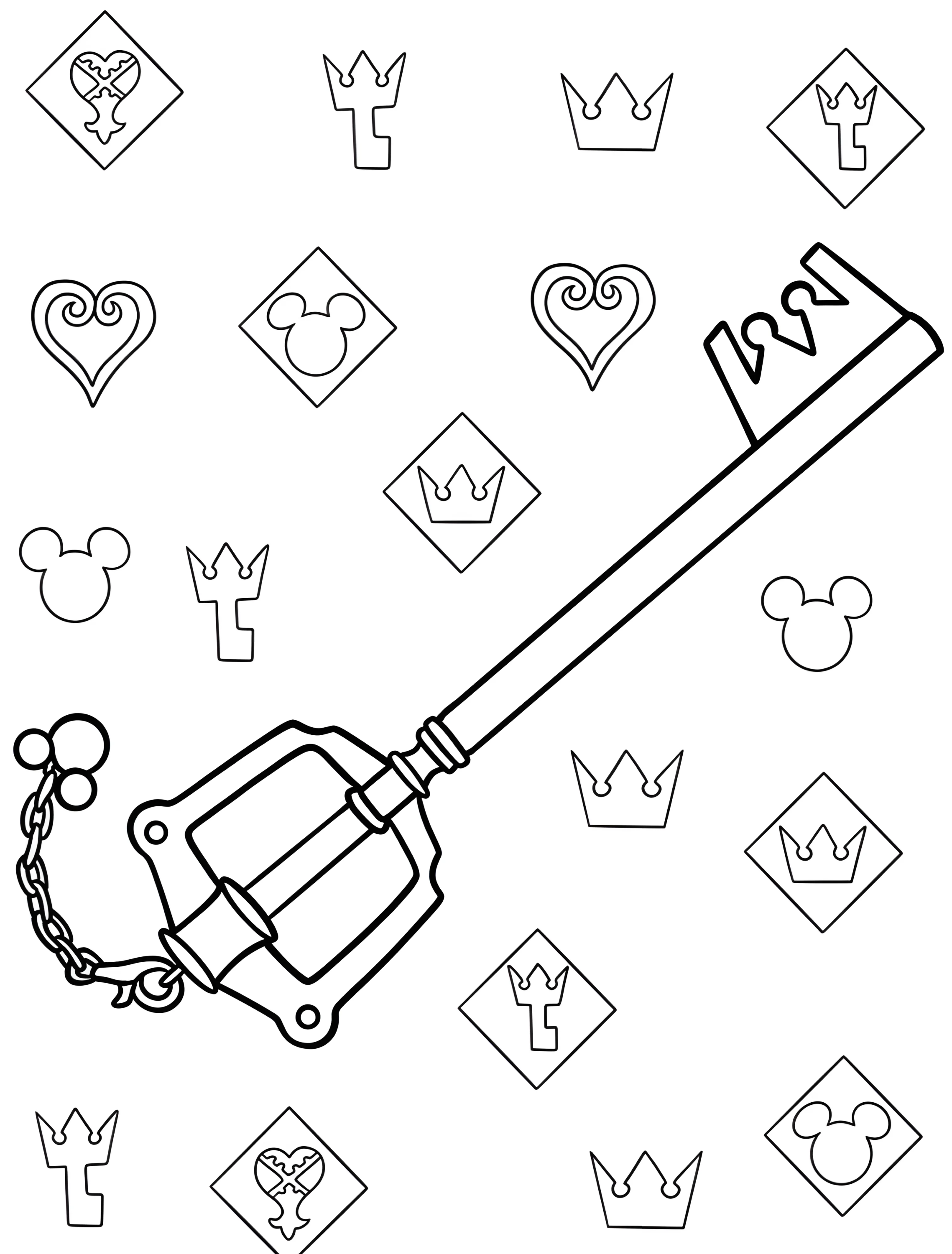 Ключ от сердца для детей №6713. Раскраски из игр. Королевство Сердец (Kingdom Hearts).
