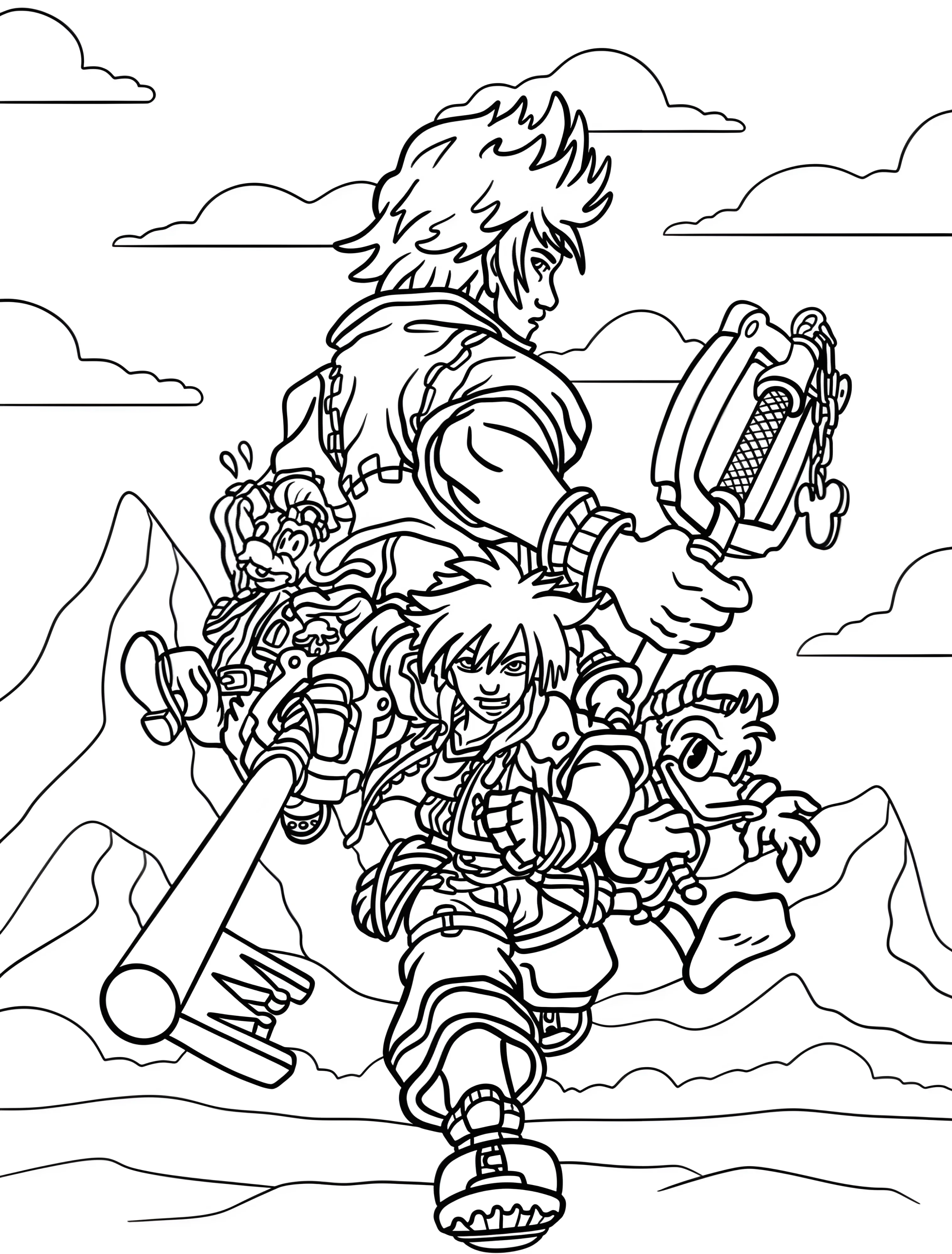 Персонажи Kingdom Hearts для детей №6717. Раскраски из игр. Королевство Сердец (Kingdom Hearts).