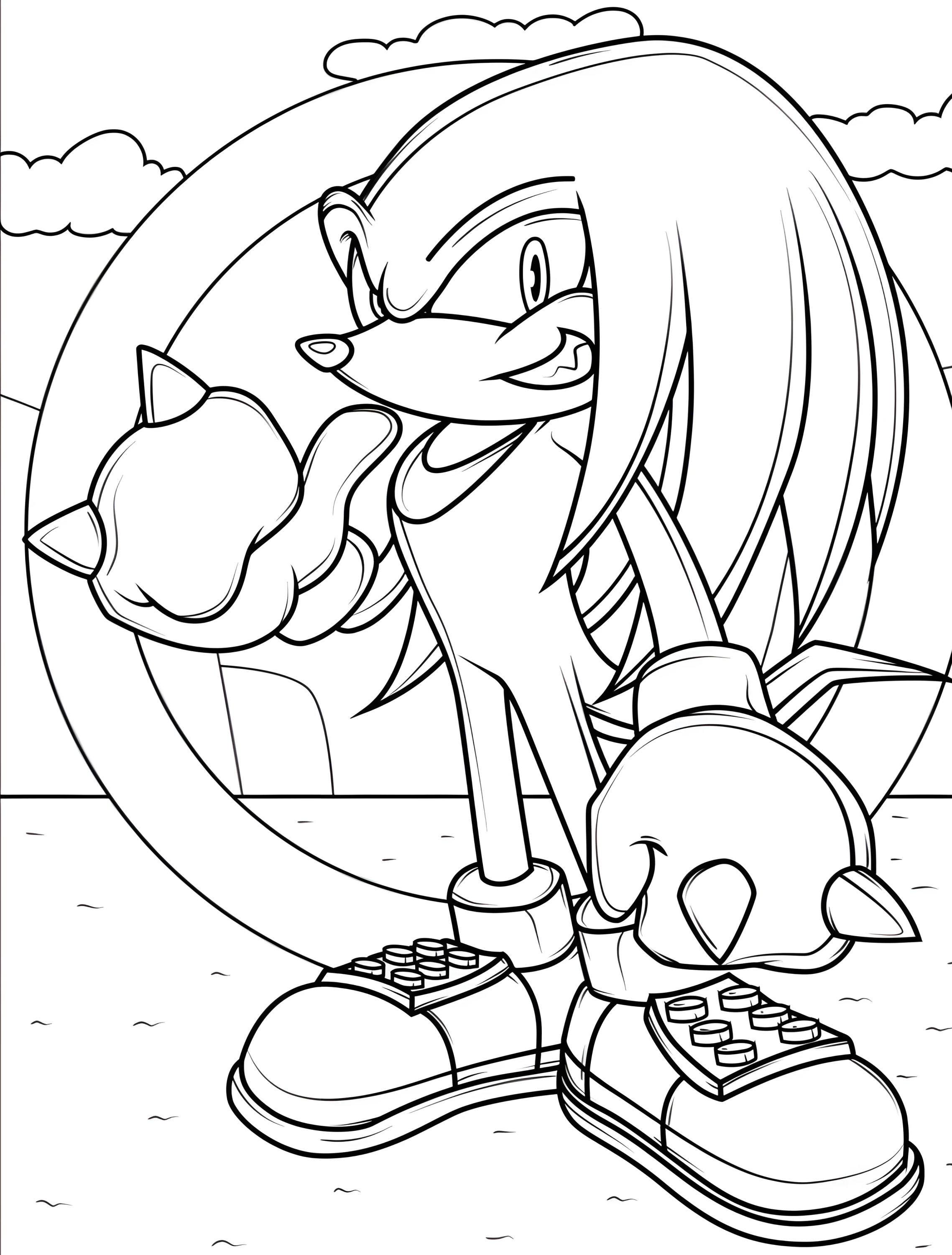 Забавный Наклз из Соника для детей №7766. Раскраски из игр. Соник (Sonic).