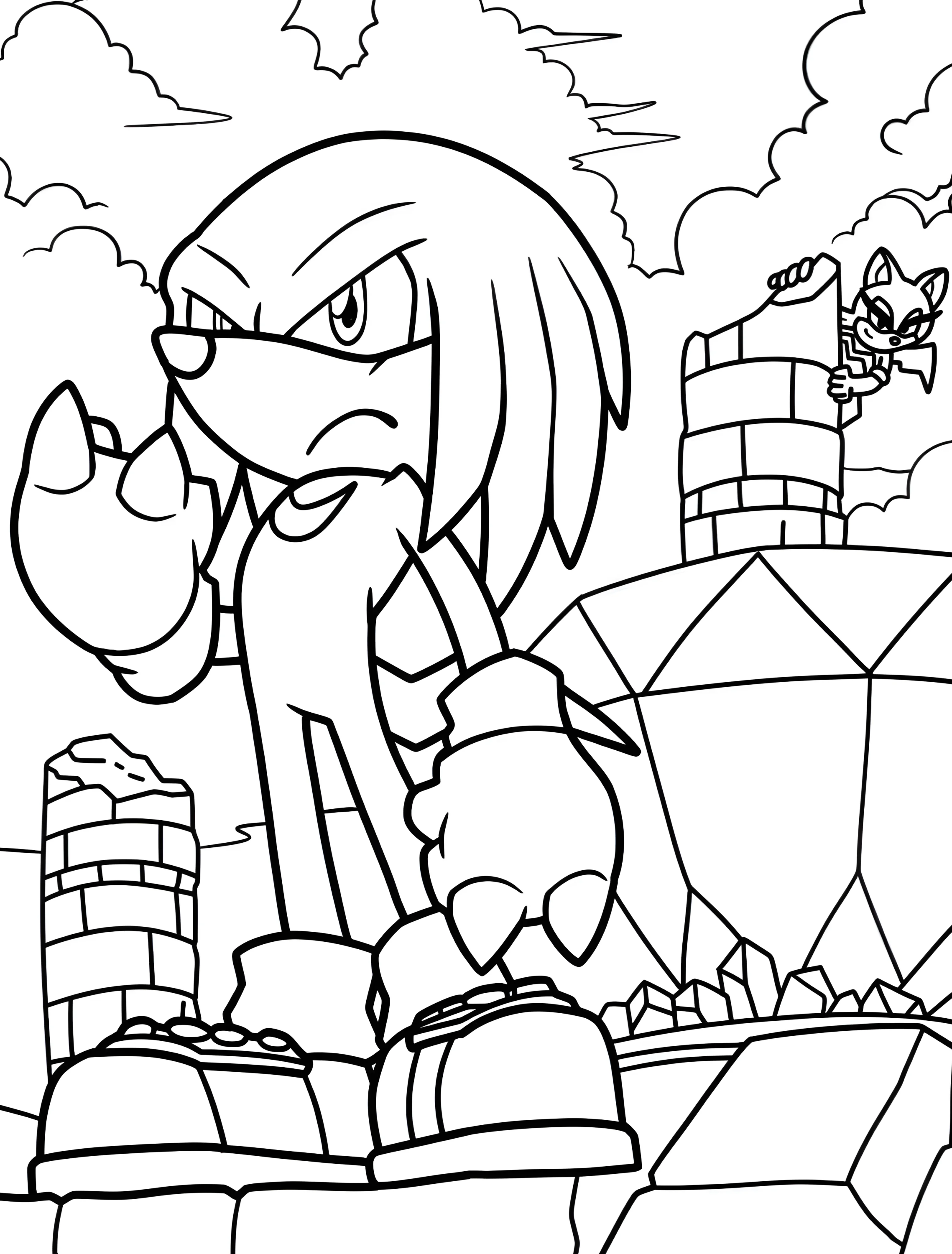 Защитник изумруда с Тангл для детей №6761. Раскраски из игр. Наклз (Knuckles).