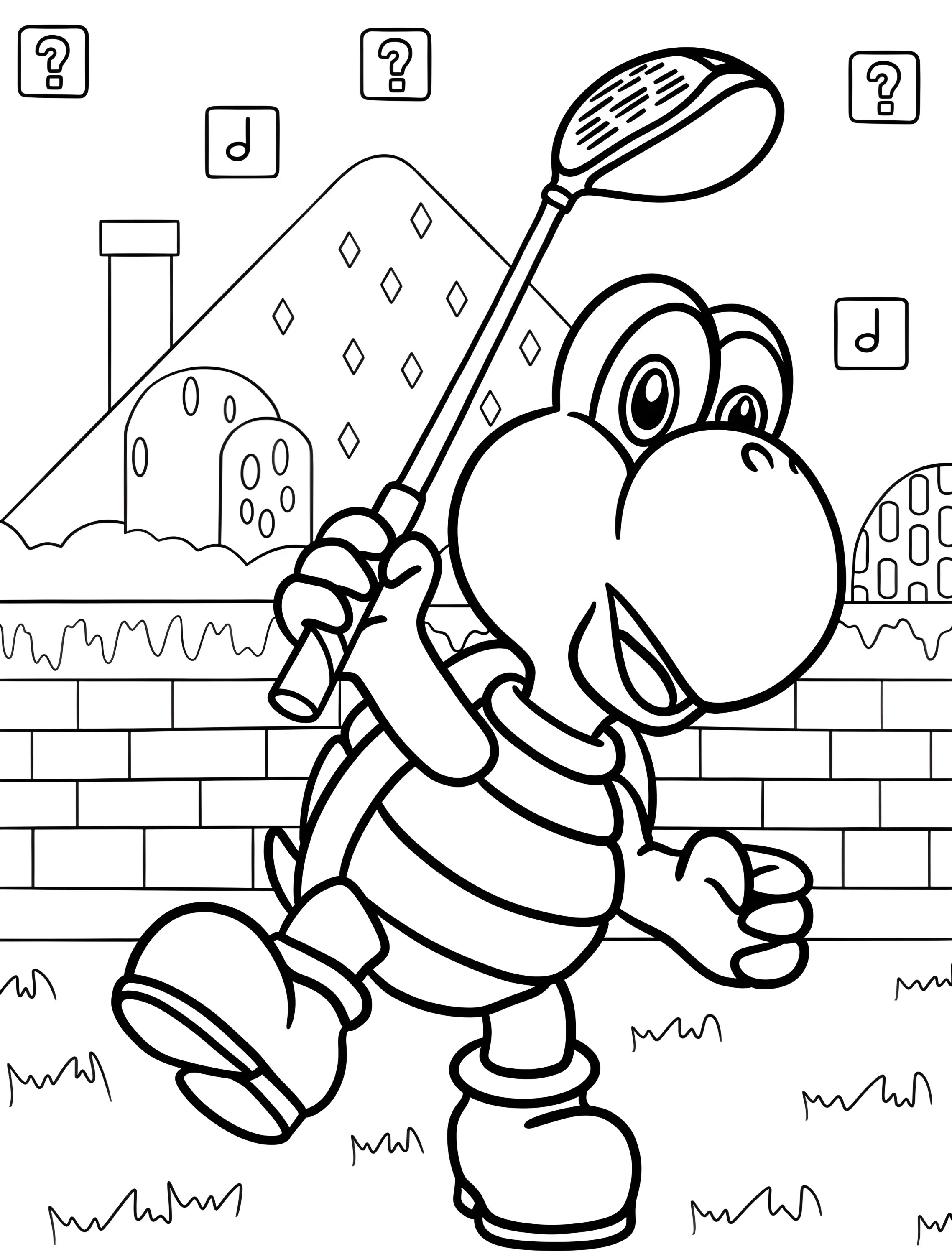 Купа Трупа играет в гольф для детей №6784. Раскраски из игр. Купа Трупа (Koopa Troopa).