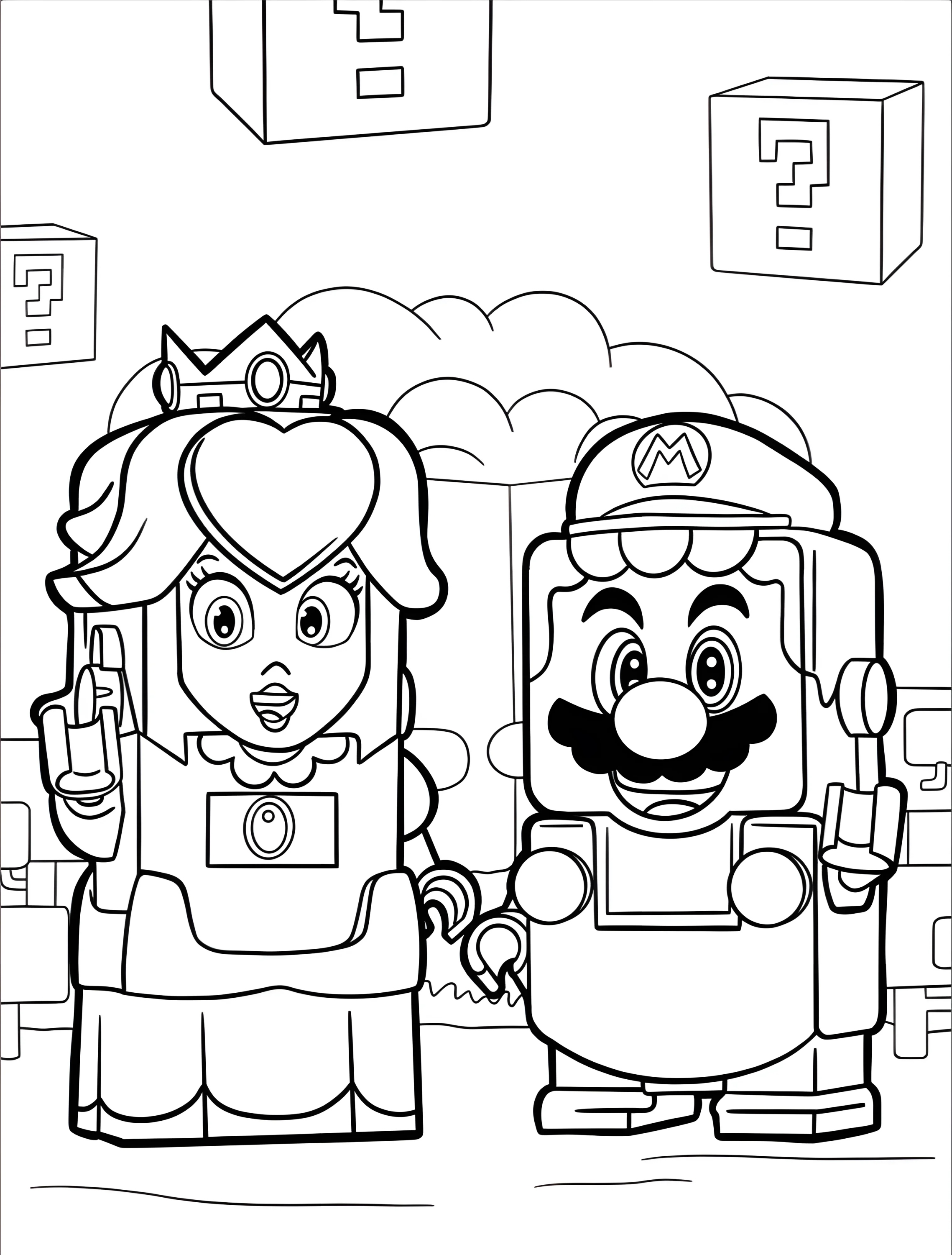 Марио и принцесса Пич для детей №7491. Раскраски из игр. Принцесса Пич (Princess Peach).