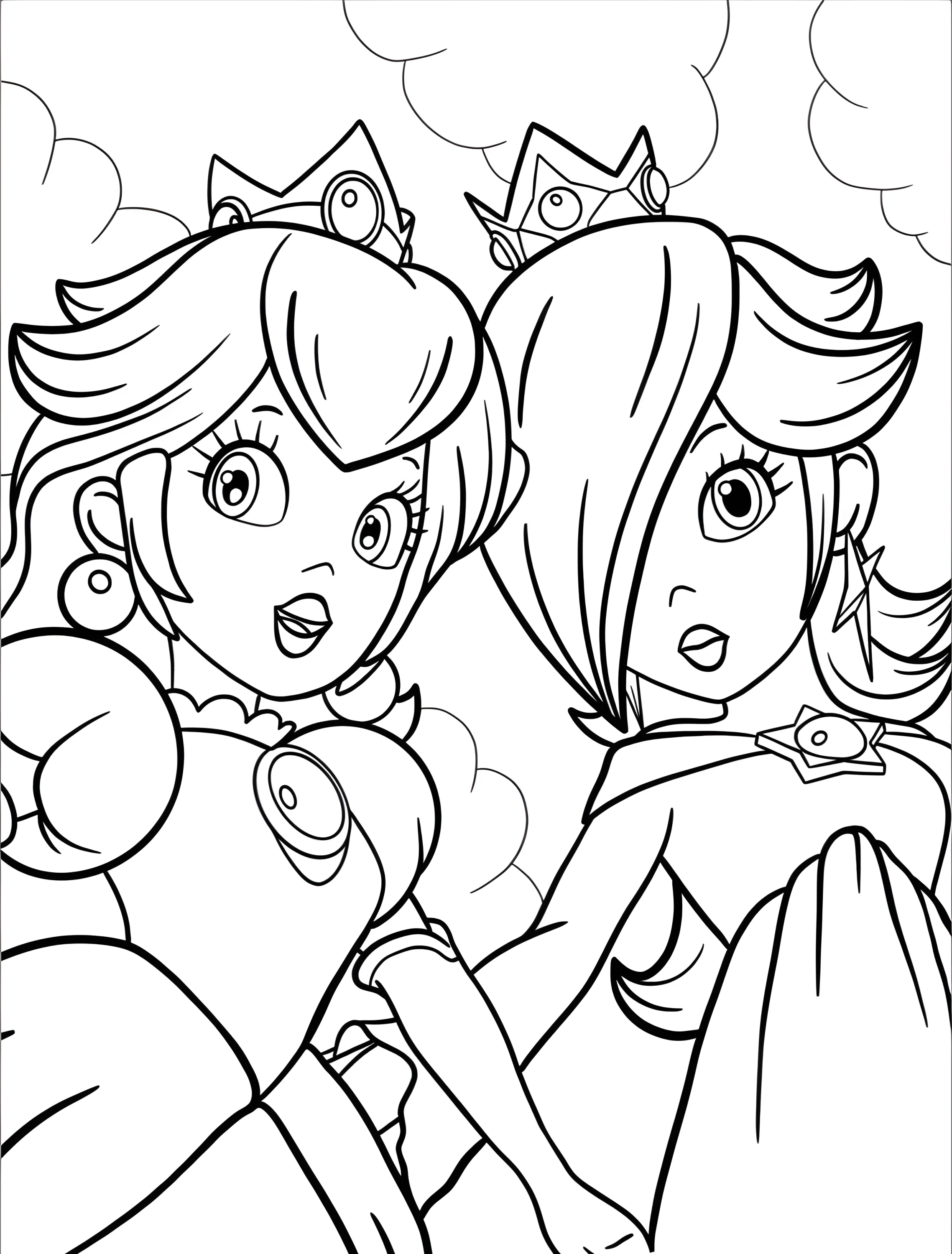 Веселые принцессы для творчества №7492. Раскраски из игр. Принцесса Пич (Princess Peach).
