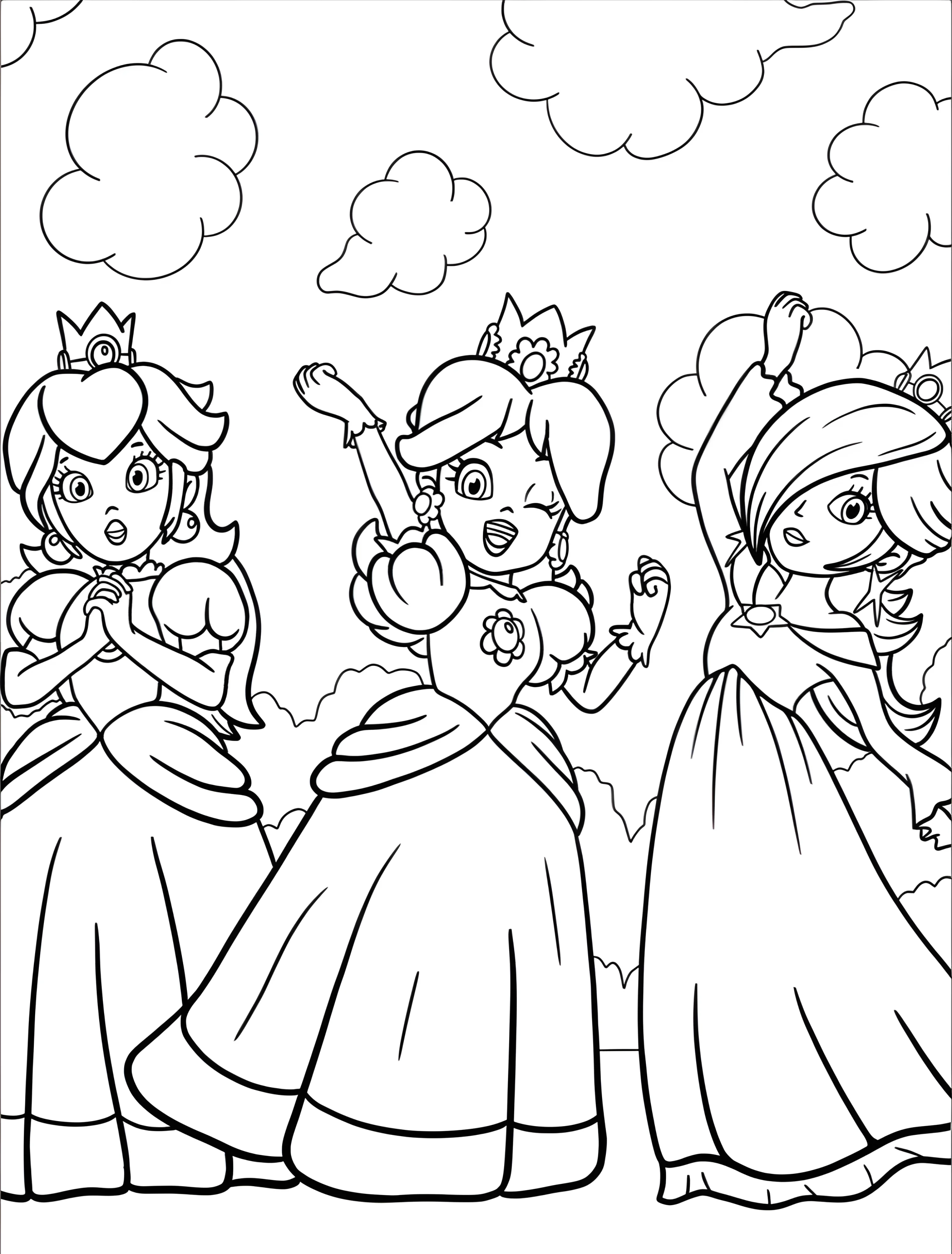 Веселые принцессы для детей №7494. Раскраски из игр. Принцесса Пич (Princess Peach).