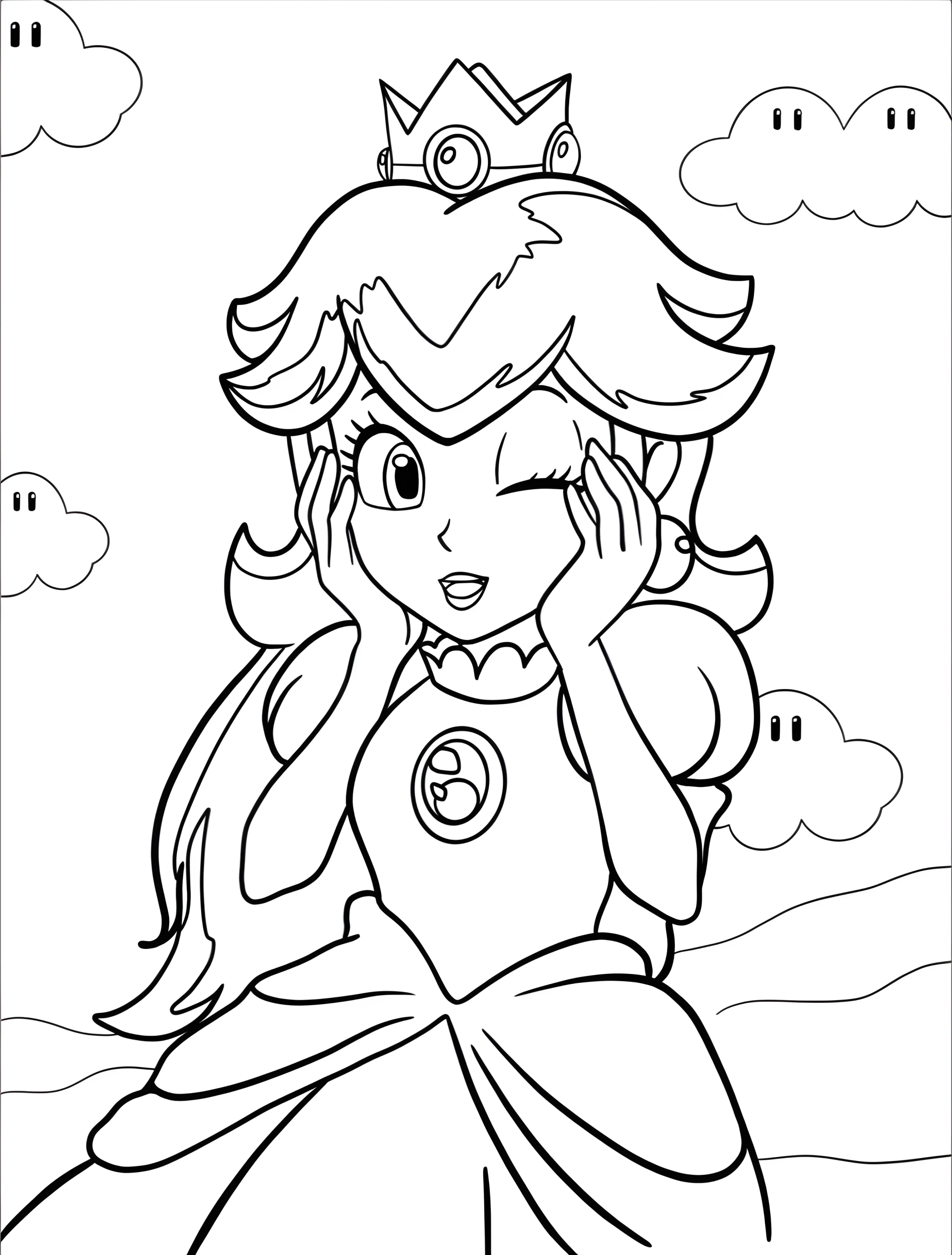 Веселая принцесса для детей №7503. Раскраски из игр. Принцесса Пич (Princess Peach).