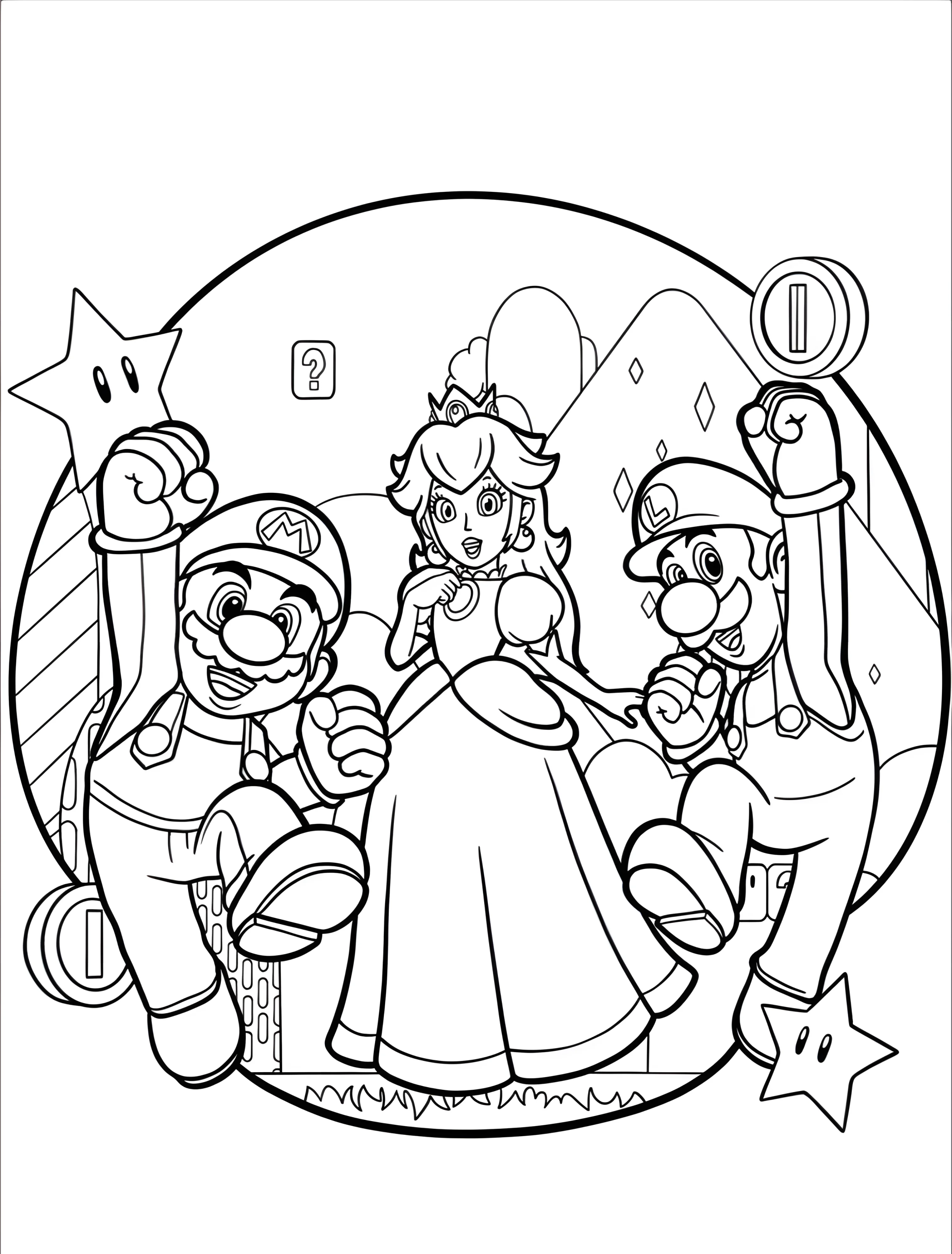 Весёлые персонажи для детей №7504. Раскраски из игр. Принцесса Пич (Princess Peach).