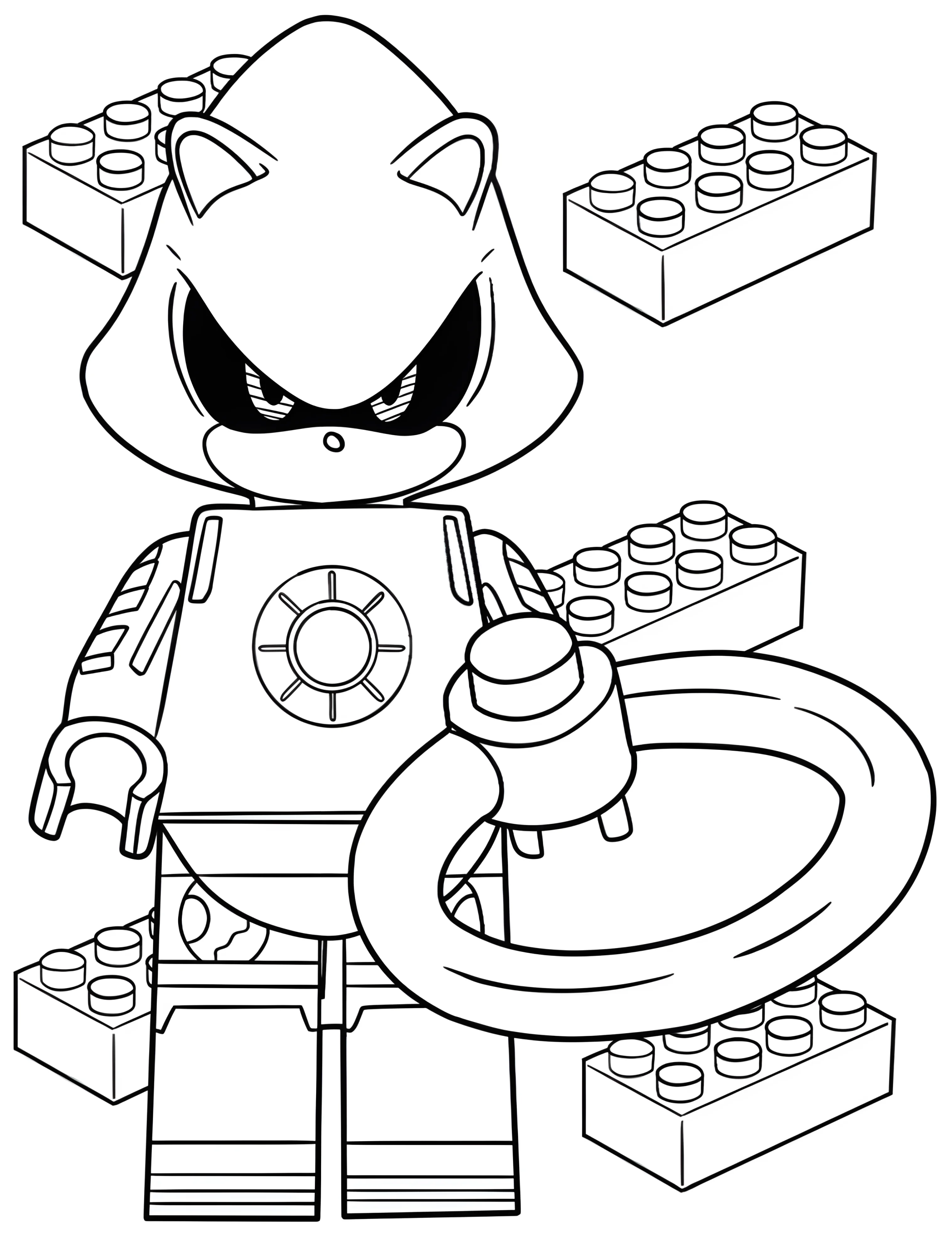 Метал Соник из Лего для детей №6995. Раскраски из игр. Метал Соник (Metal Sonic).