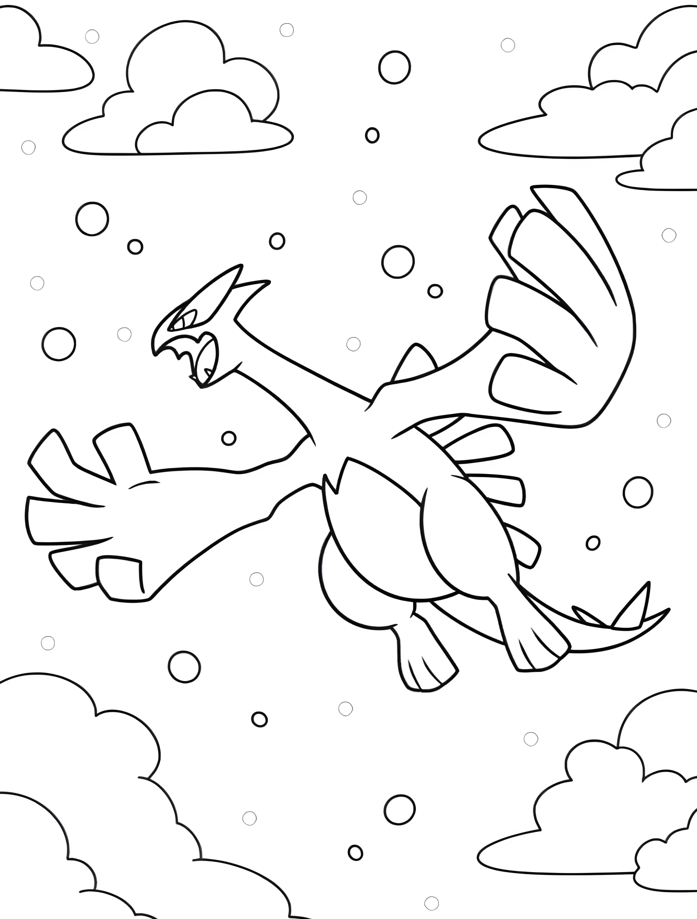 Легендарный покемон Лугия для детей №7390. Раскраски из игр. Покемон (Pokemon).