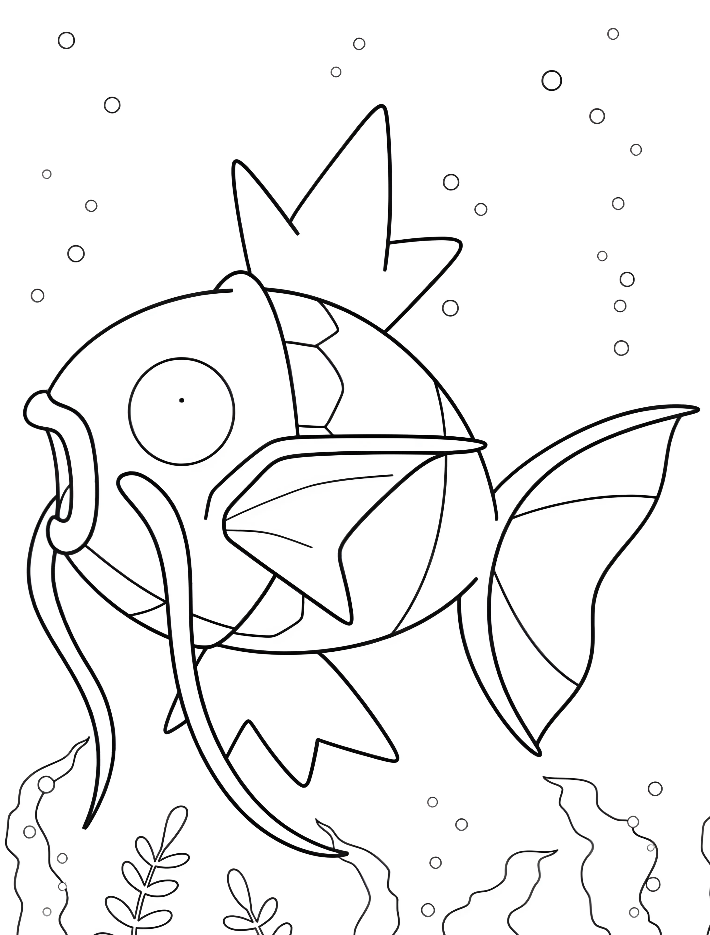 Забавная рыбка Магикарп в воде №7391. Раскраски из игр. Покемон (Pokemon).