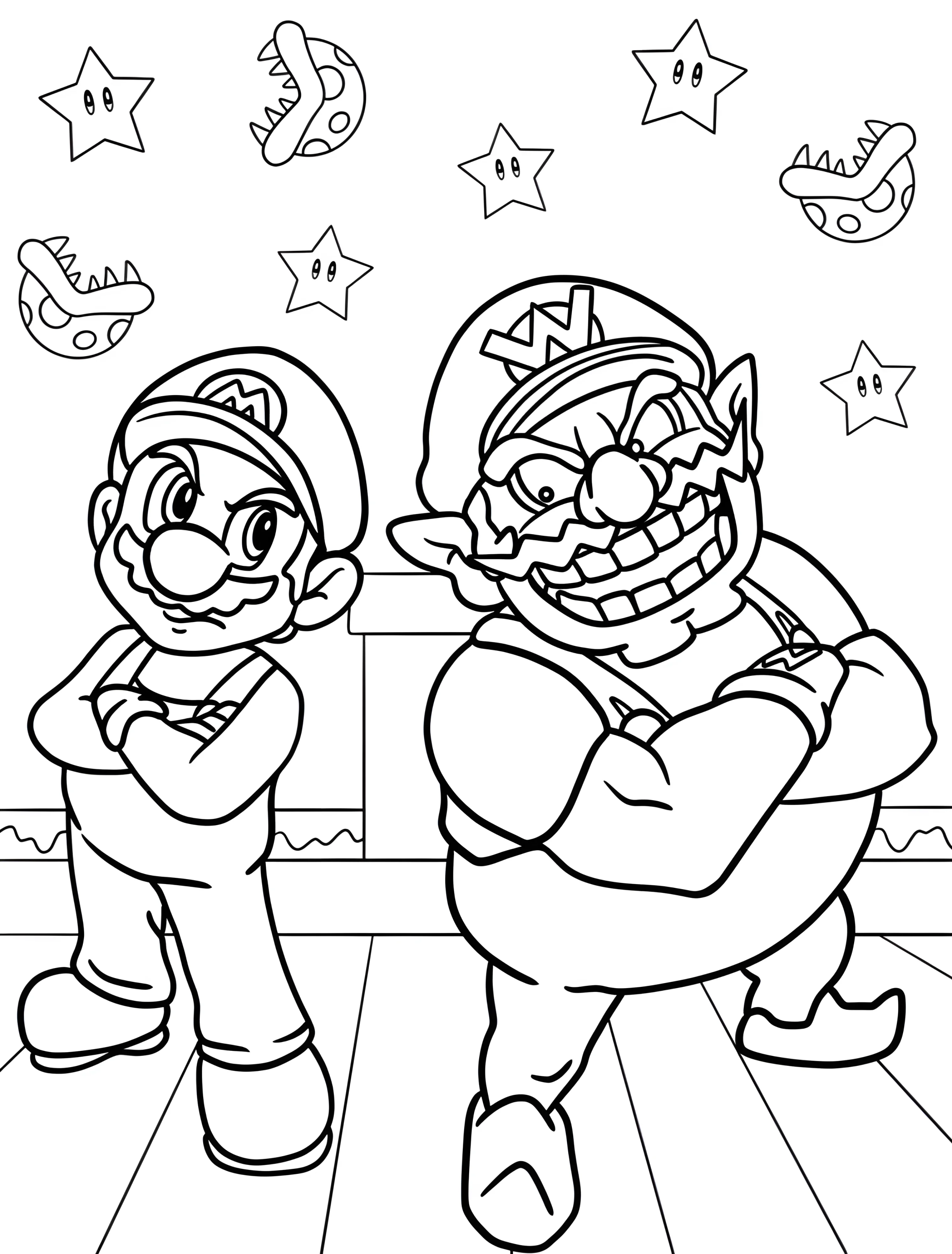 Марио и Варио для детей №8162. Раскраски из игр. Варио (Wario).