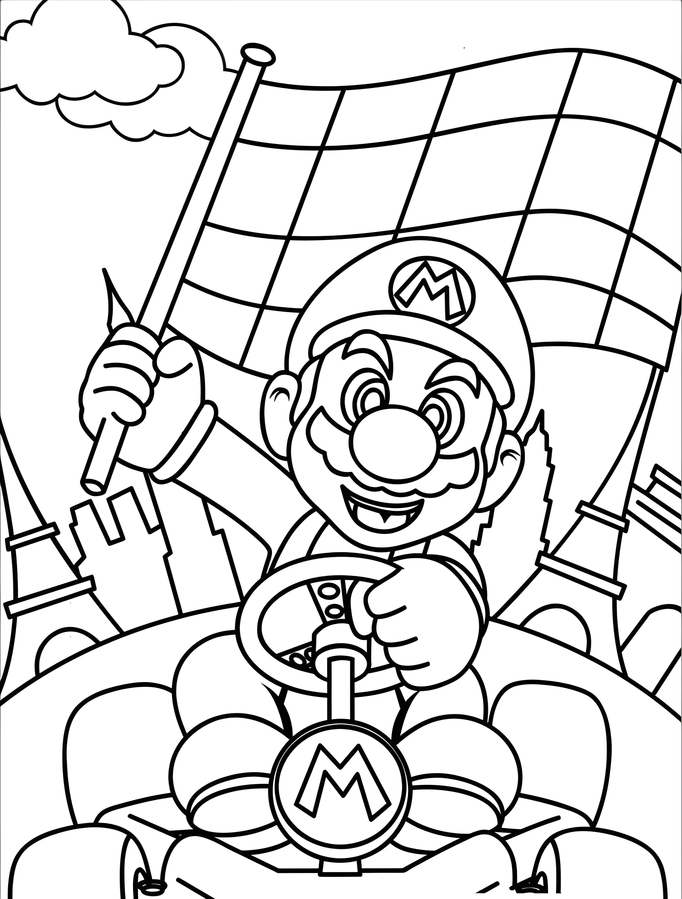 Марио на картинге для детей №6945. Раскраски из игр. Марио (Mario).
