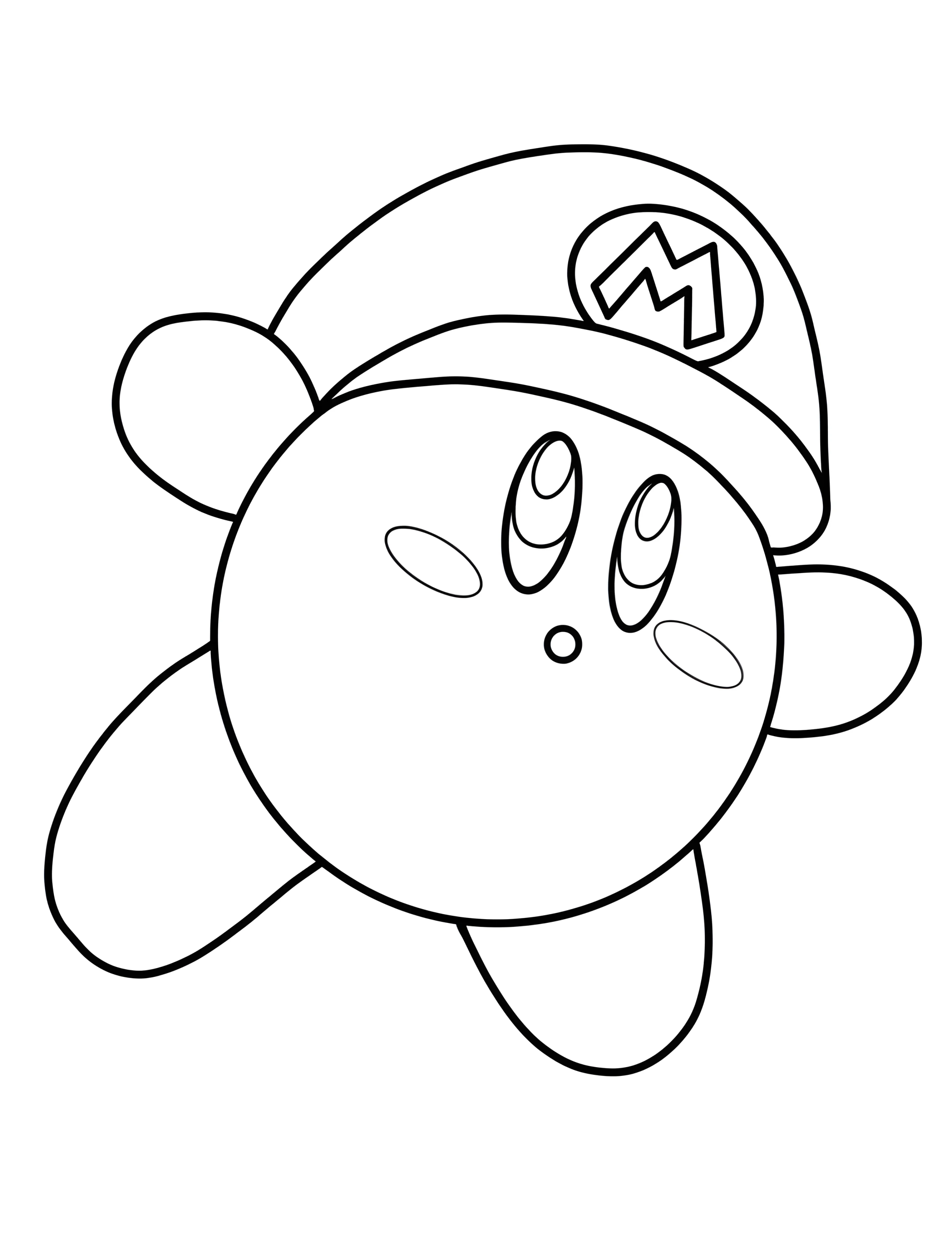 Милый Кирби в стиле Марио для детей №6745. Раскраски из игр. Кирби (Kirby).