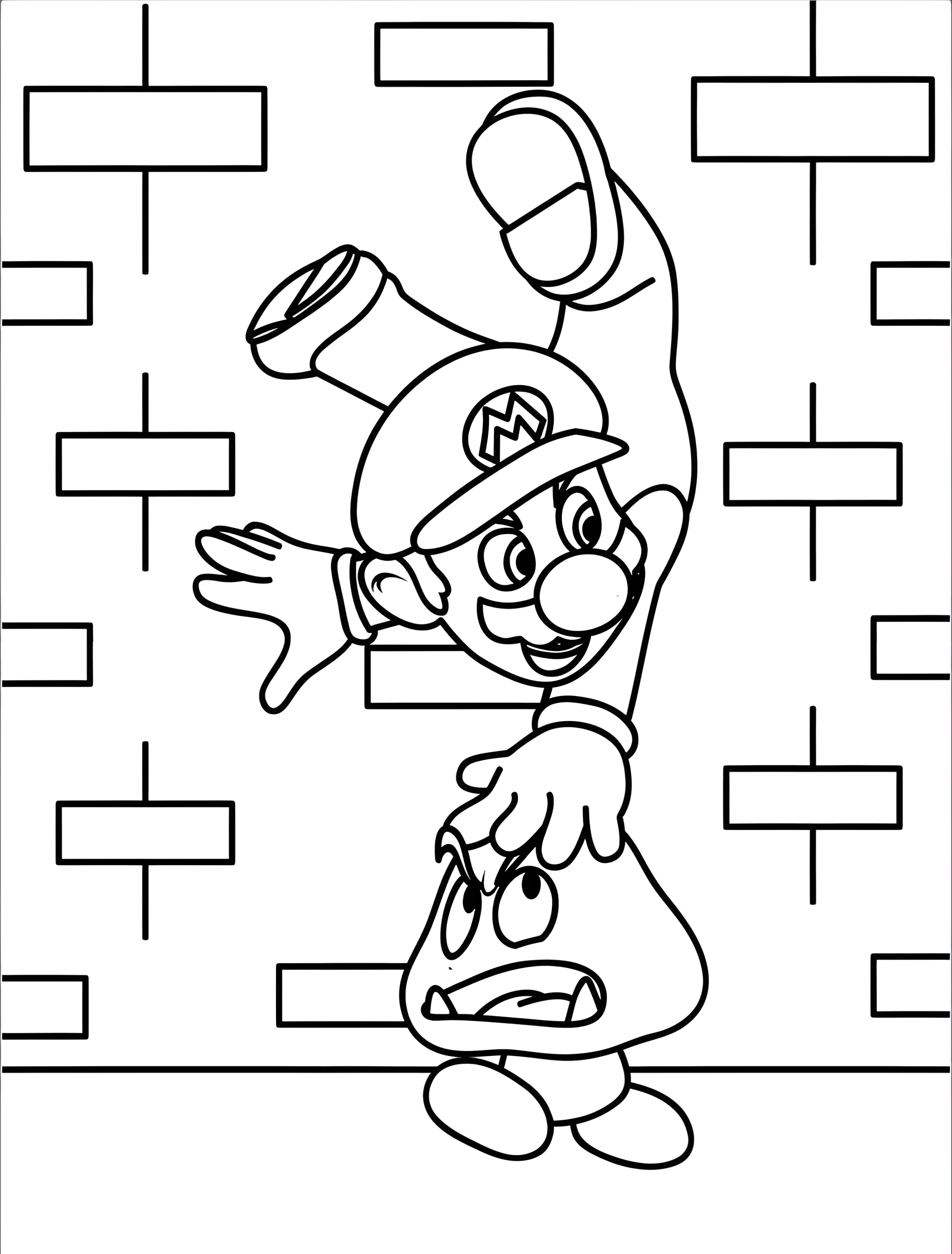 Марио и Гумба для детей №6951. Раскраски из игр. Марио (Mario).