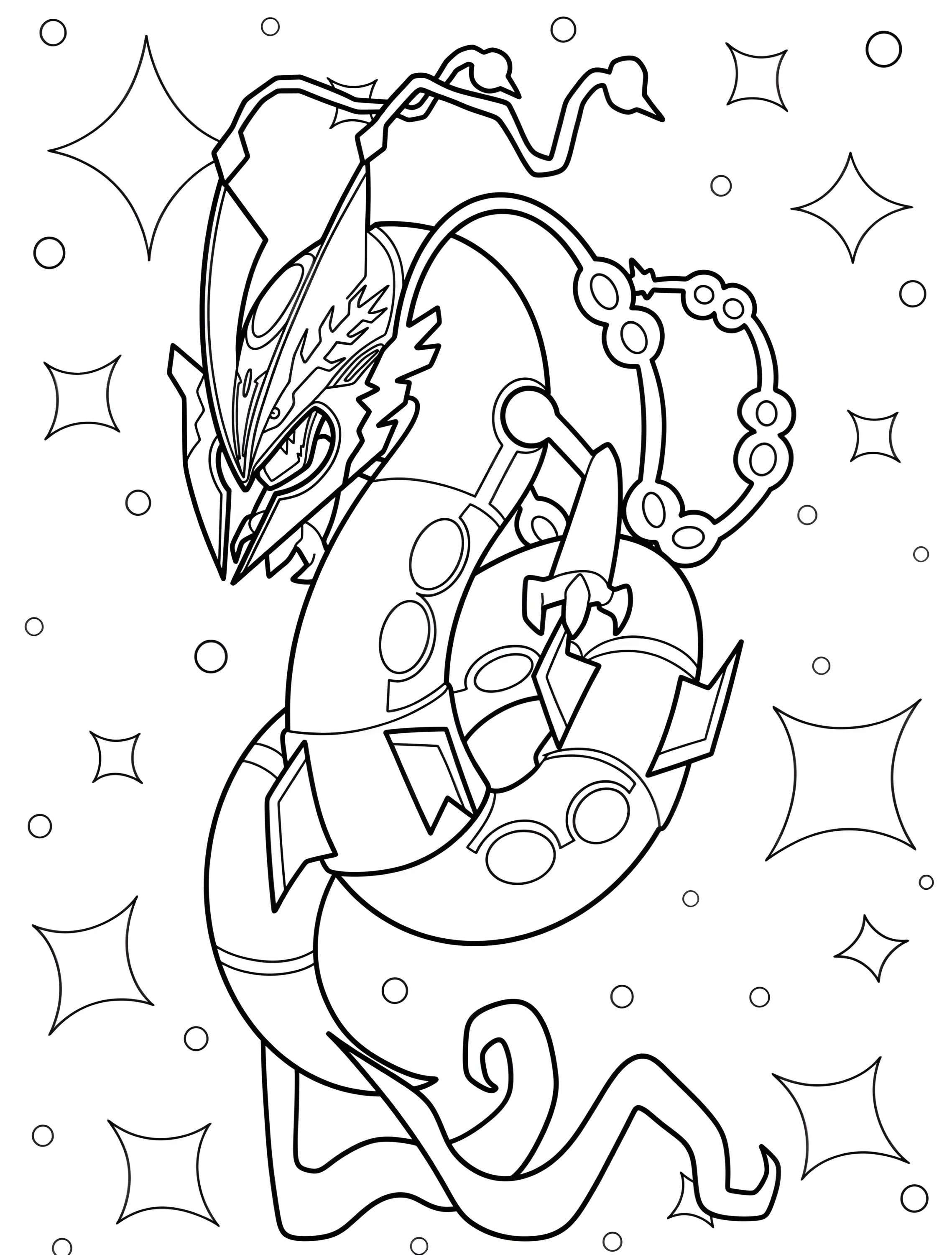 Могучий Мега-Рейкваза для детей №7561. Раскраски из игр. Рейкваза (Rayquaza).