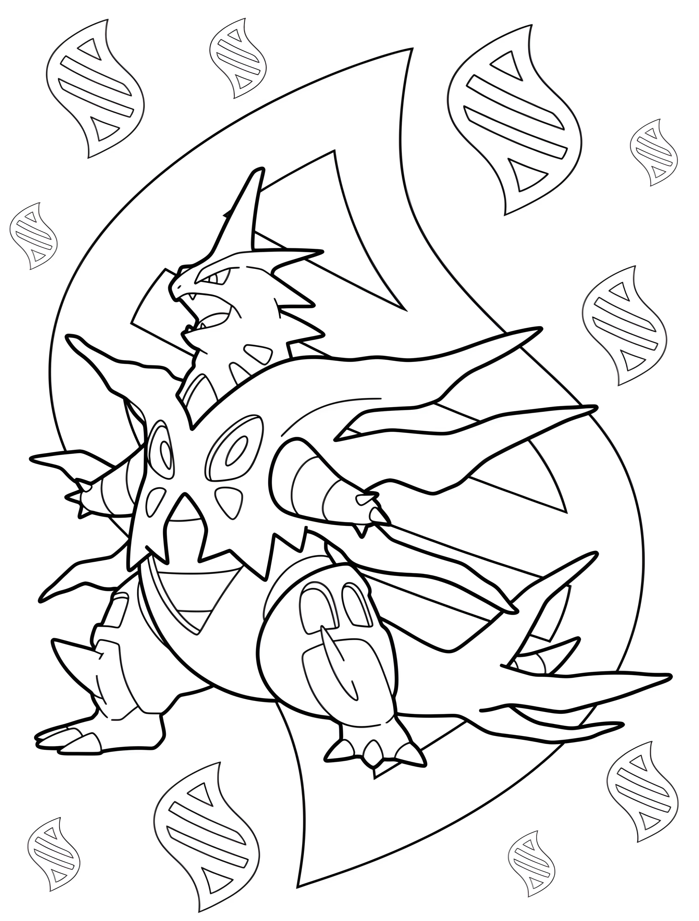 Тирантар в крике для детей №6986. Раскраски из игр. Мега Покемон (Mega Pokemon).