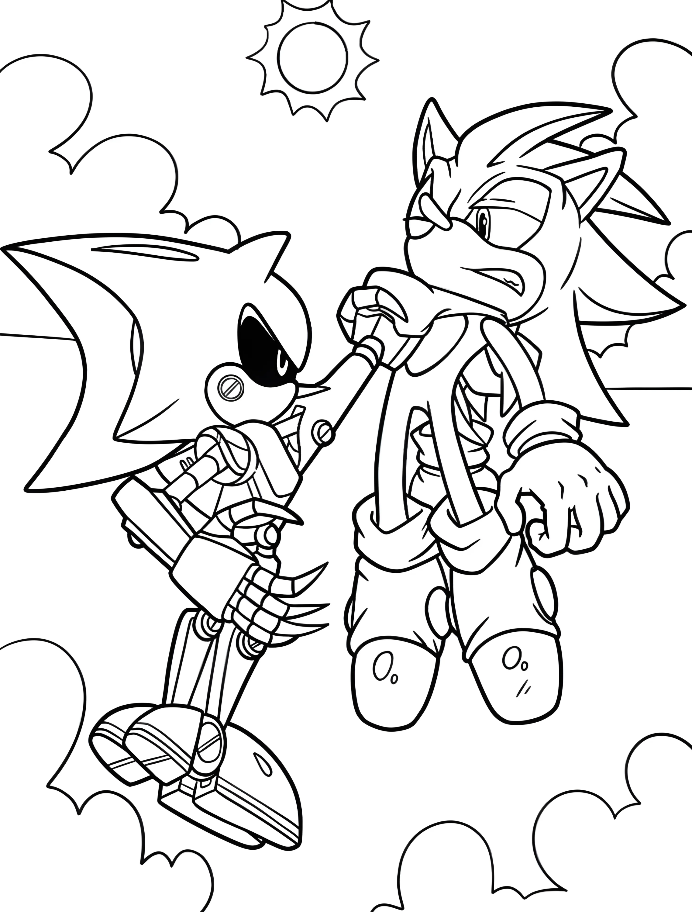 Соник и Метал Соник для детей №7000. Раскраски из игр. Метал Соник (Metal Sonic).
