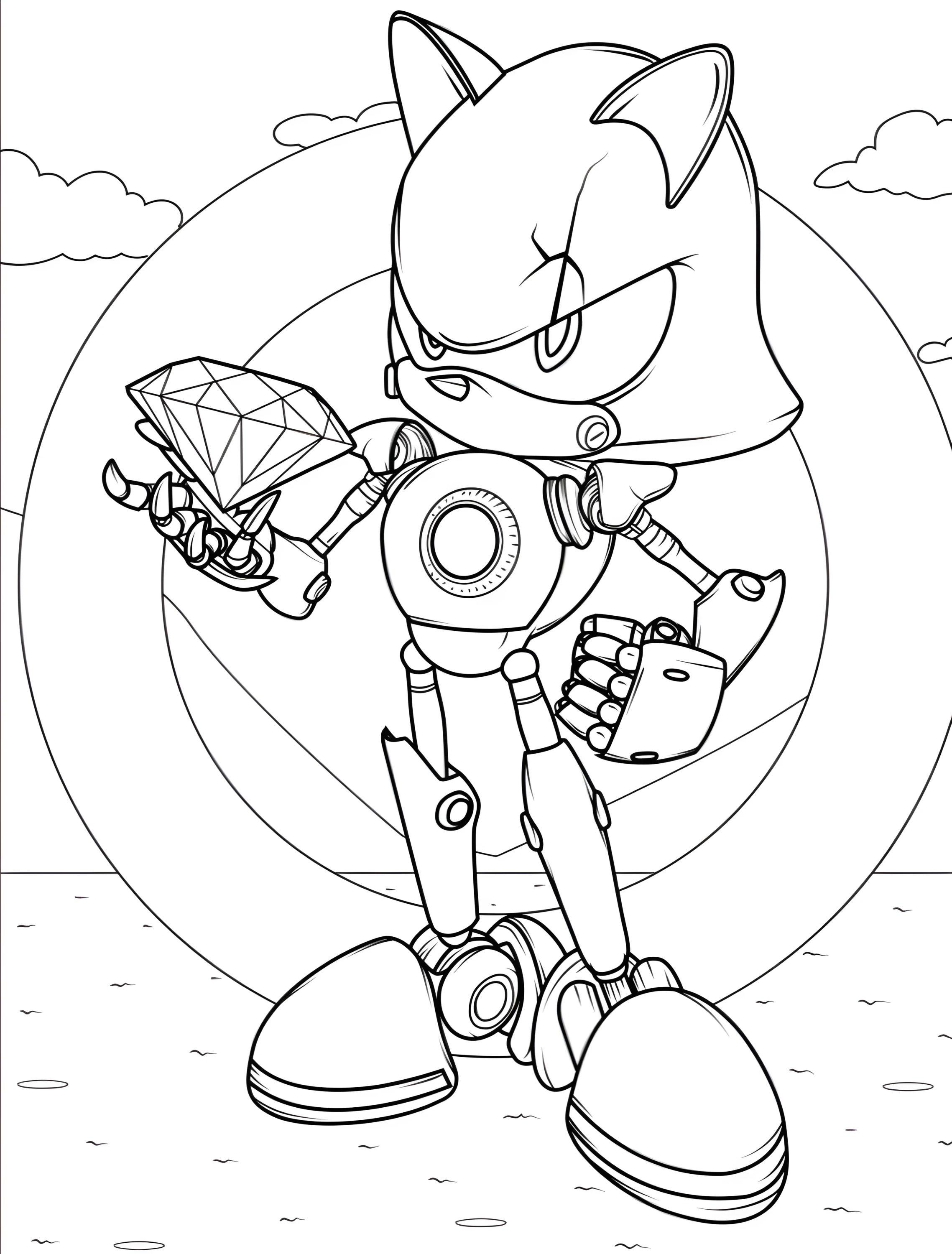 Метал Соник с бриллиантом для детей №7770. Раскраски из игр. Соник (Sonic).
