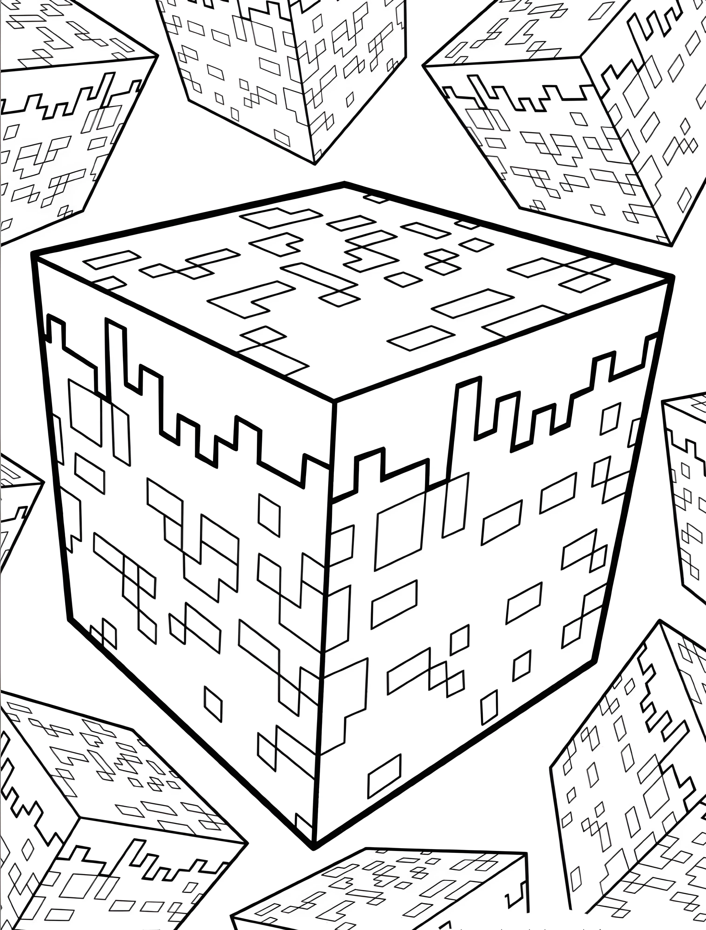 Кубики Майнкрафт для детей №7070. Раскраски из игр. Майнкрафт (Minecraft).
