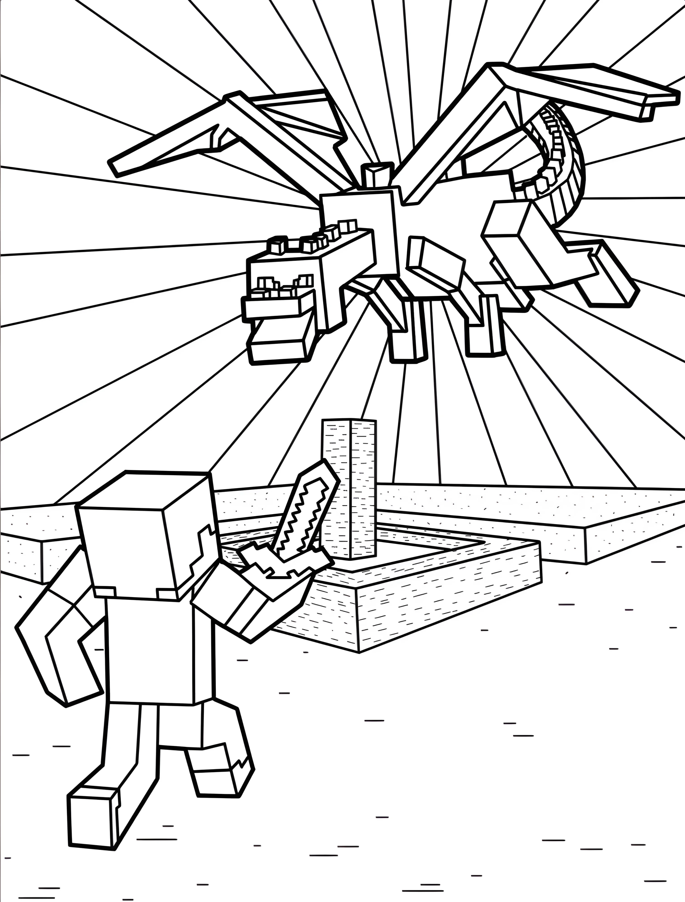 Дракон Майнкрафт для детей №7075. Раскраски из игр. Майнкрафт (Minecraft).
