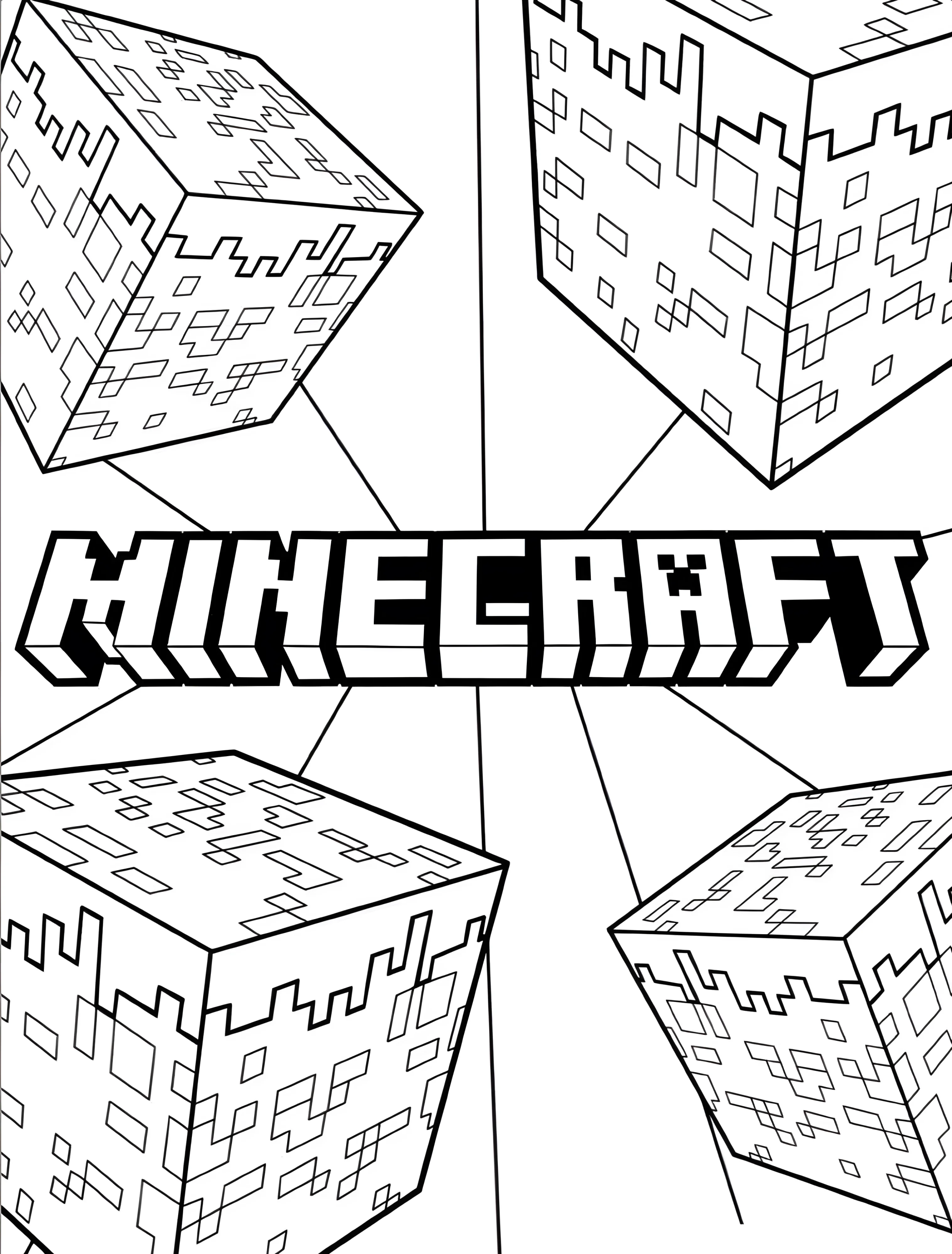 Логотип Minecraft с блоками для детей №7083. Раскраски из игр. Майнкрафт (Minecraft).