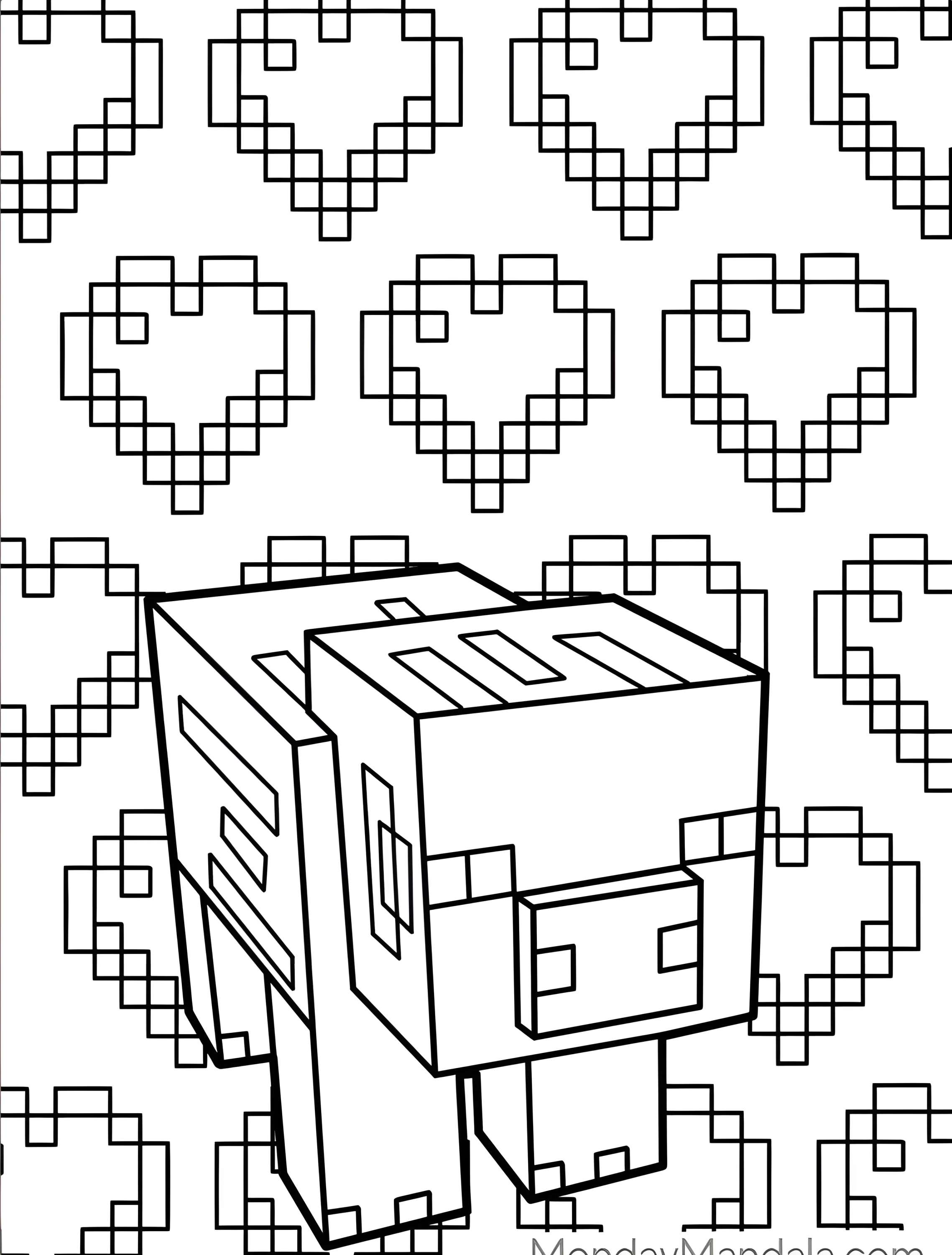 Милый поросёнок Майнкрафт для детей №7088. Раскраски из игр. Майнкрафт (Minecraft).