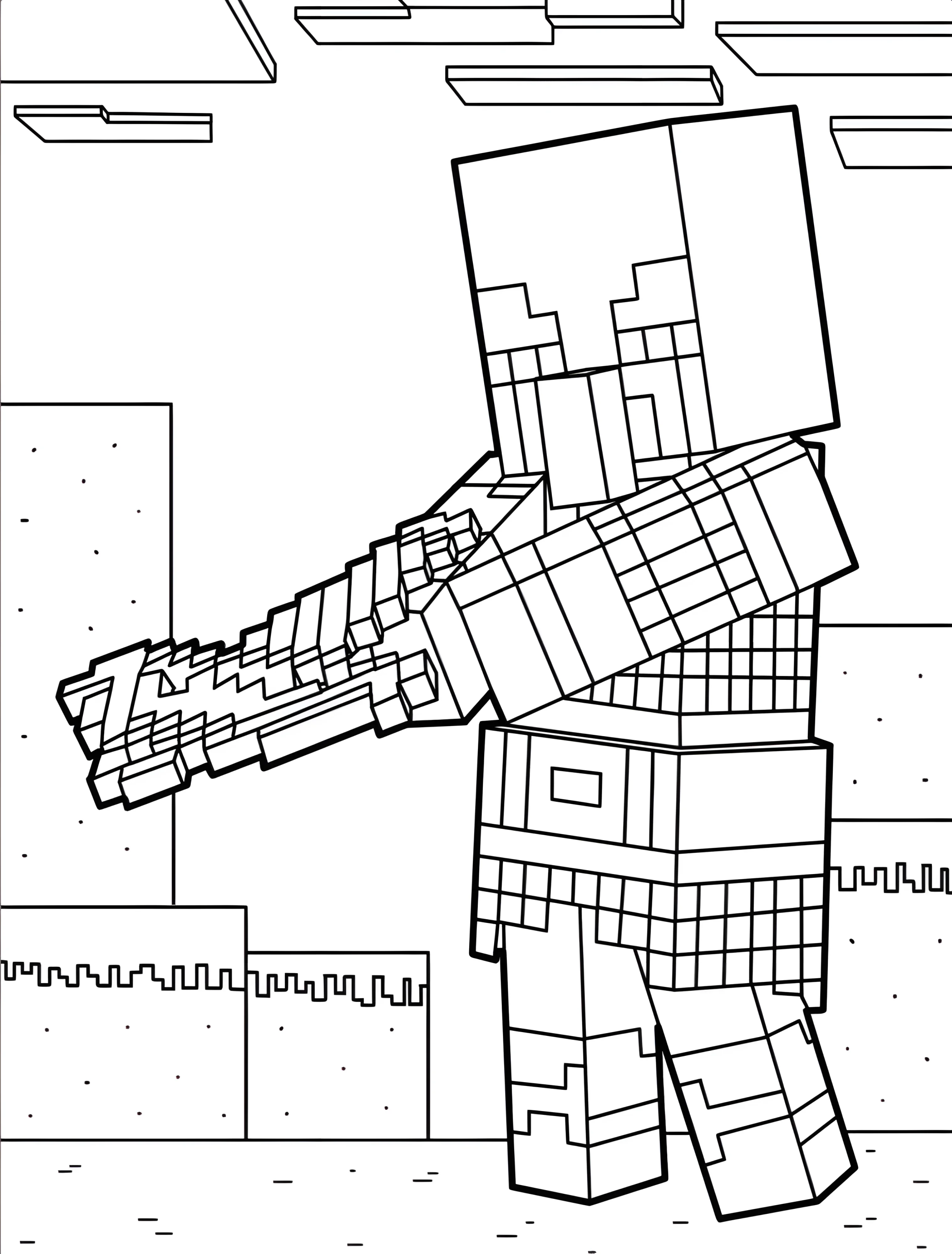Персонаж Майнкрафт с луком для детей №7089. Раскраски из игр. Майнкрафт (Minecraft).