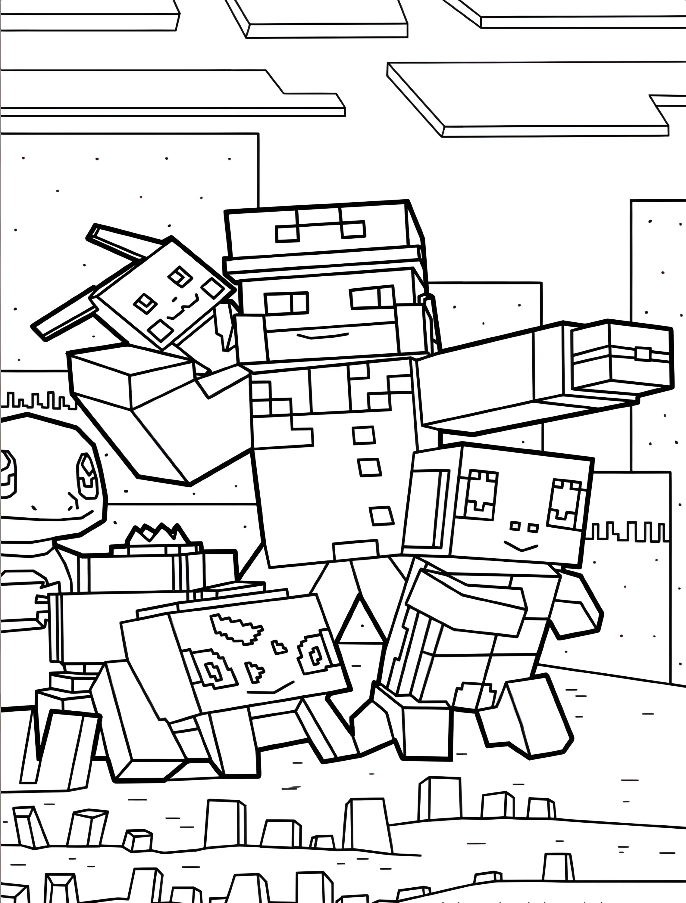 Покемоны Пикачу и Сквиртл для детей №7090. Раскраски из игр. Майнкрафт (Minecraft).