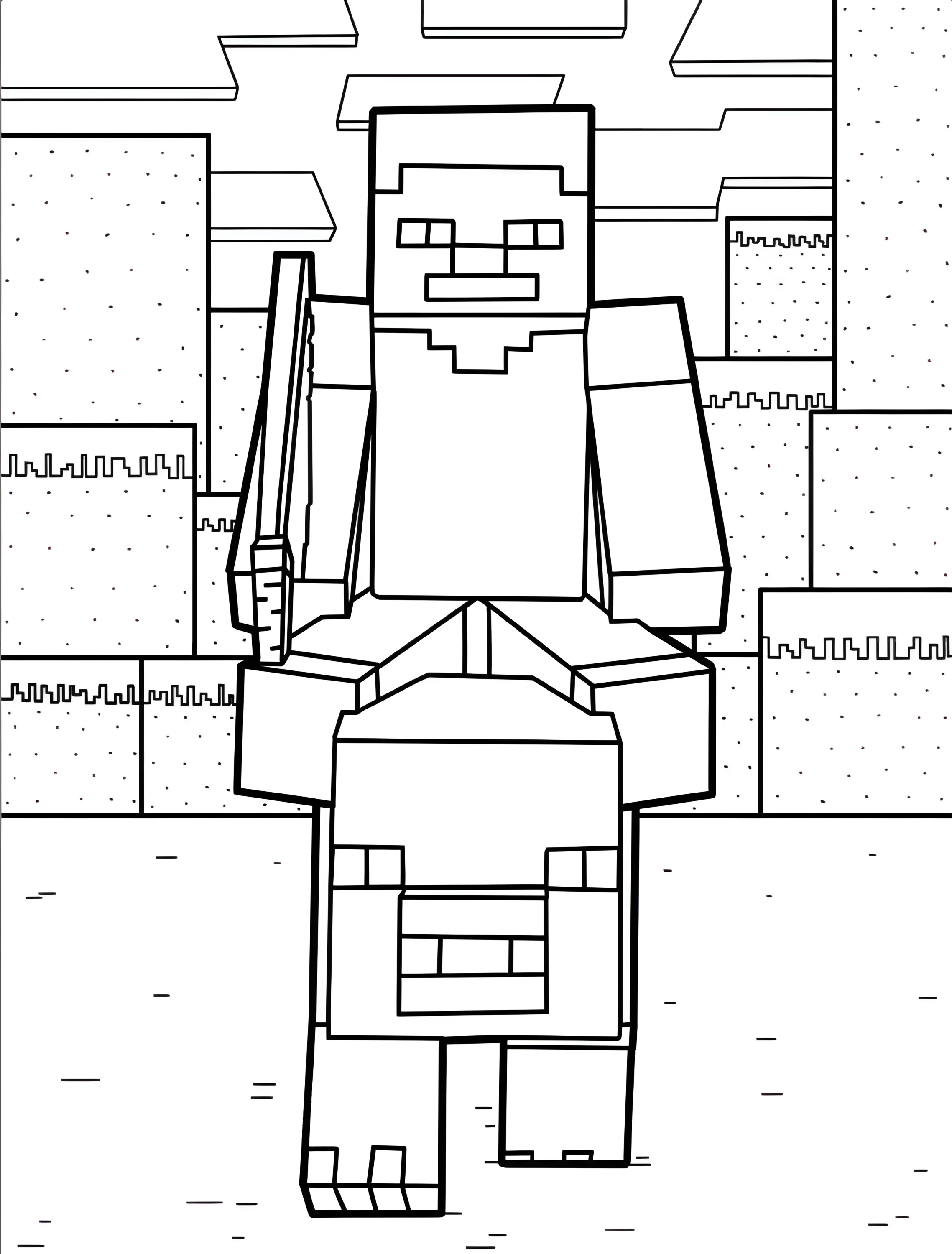 Стив в Майнкрафт катается на свинье №7101. Раскраски из игр. Майнкрафт (Minecraft).