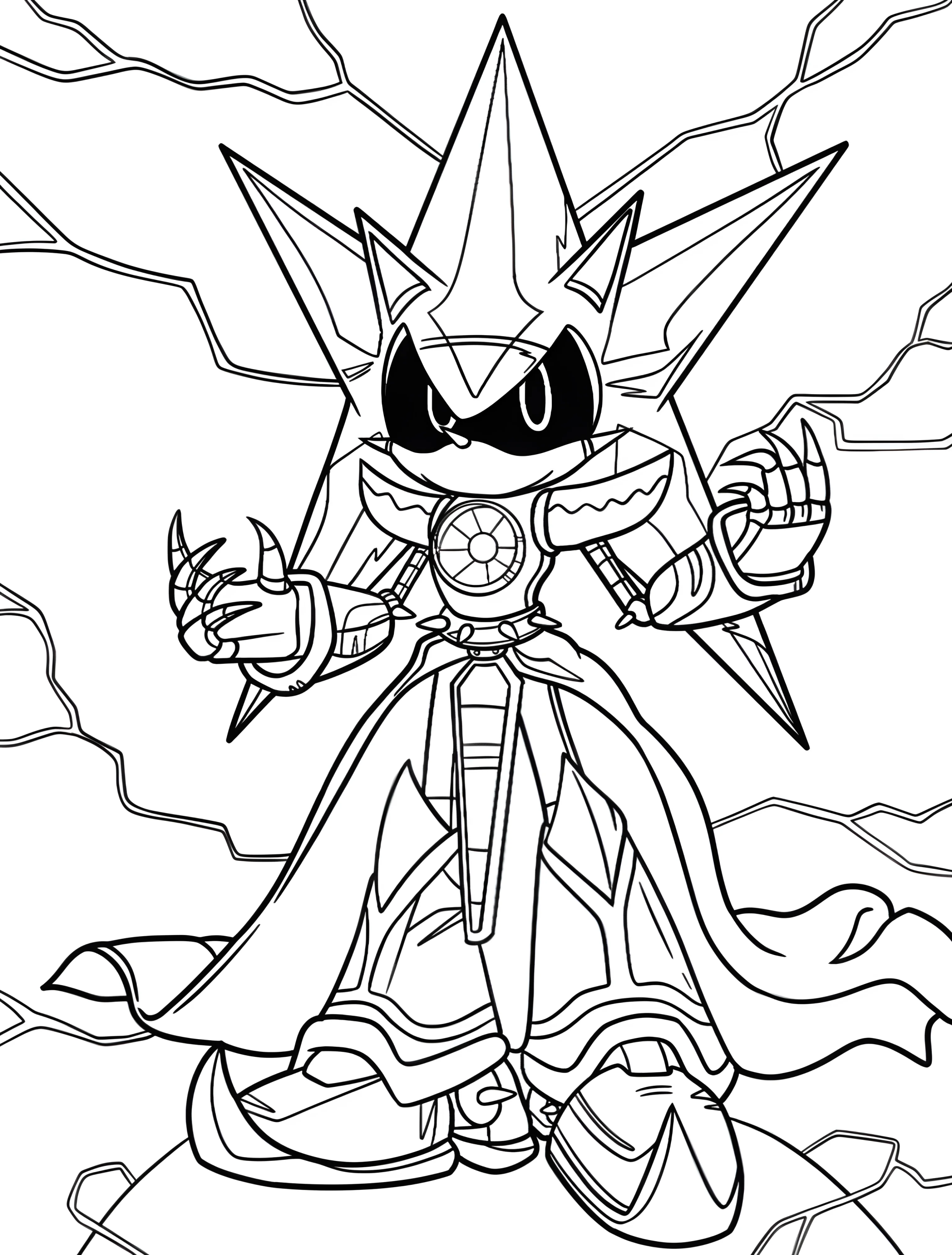 Метал Соник в молнии для детей №7006. Раскраски из игр. Метал Соник (Metal Sonic).