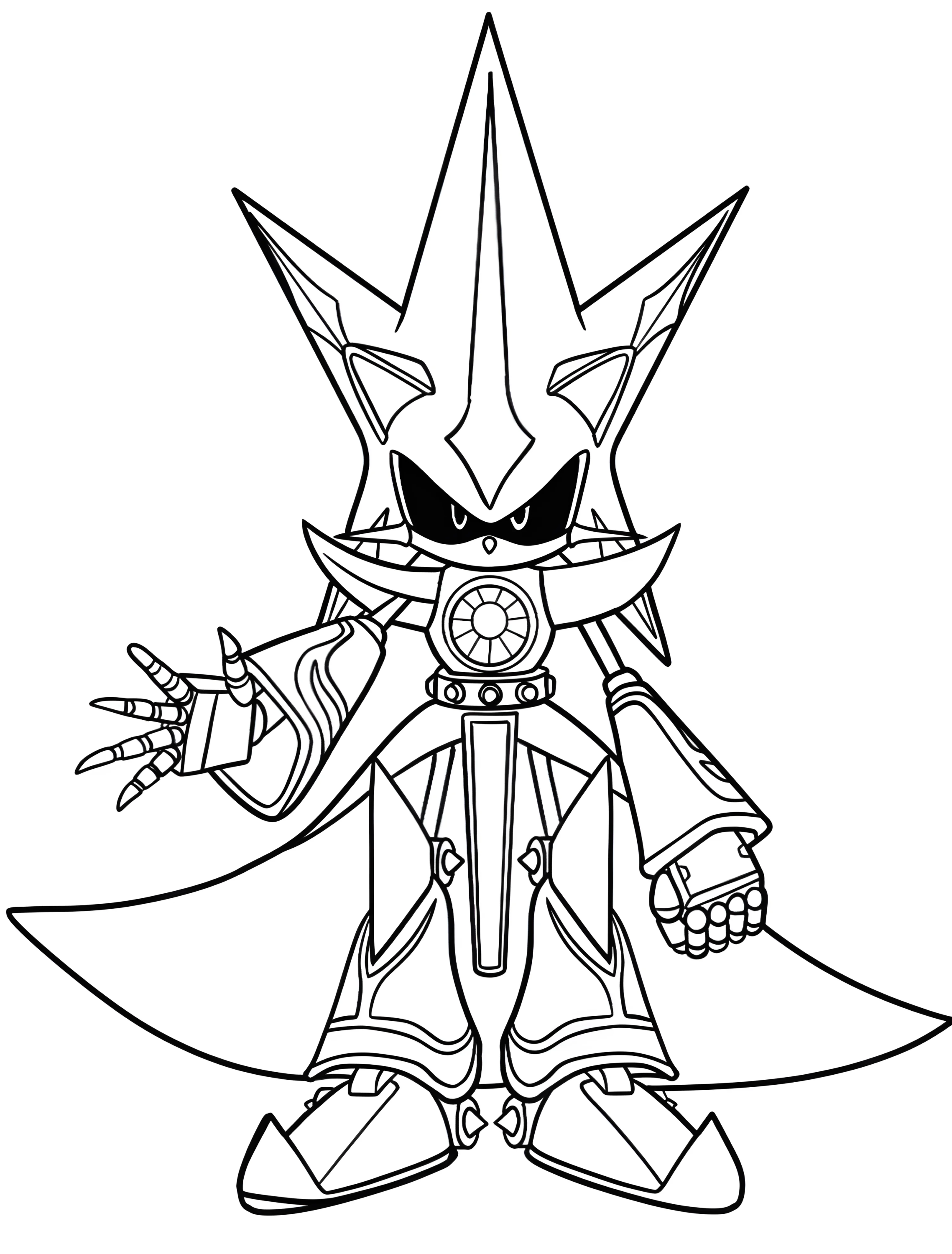 Нео Метал Соник для детей №7007. Раскраски из игр. Метал Соник (Metal Sonic).