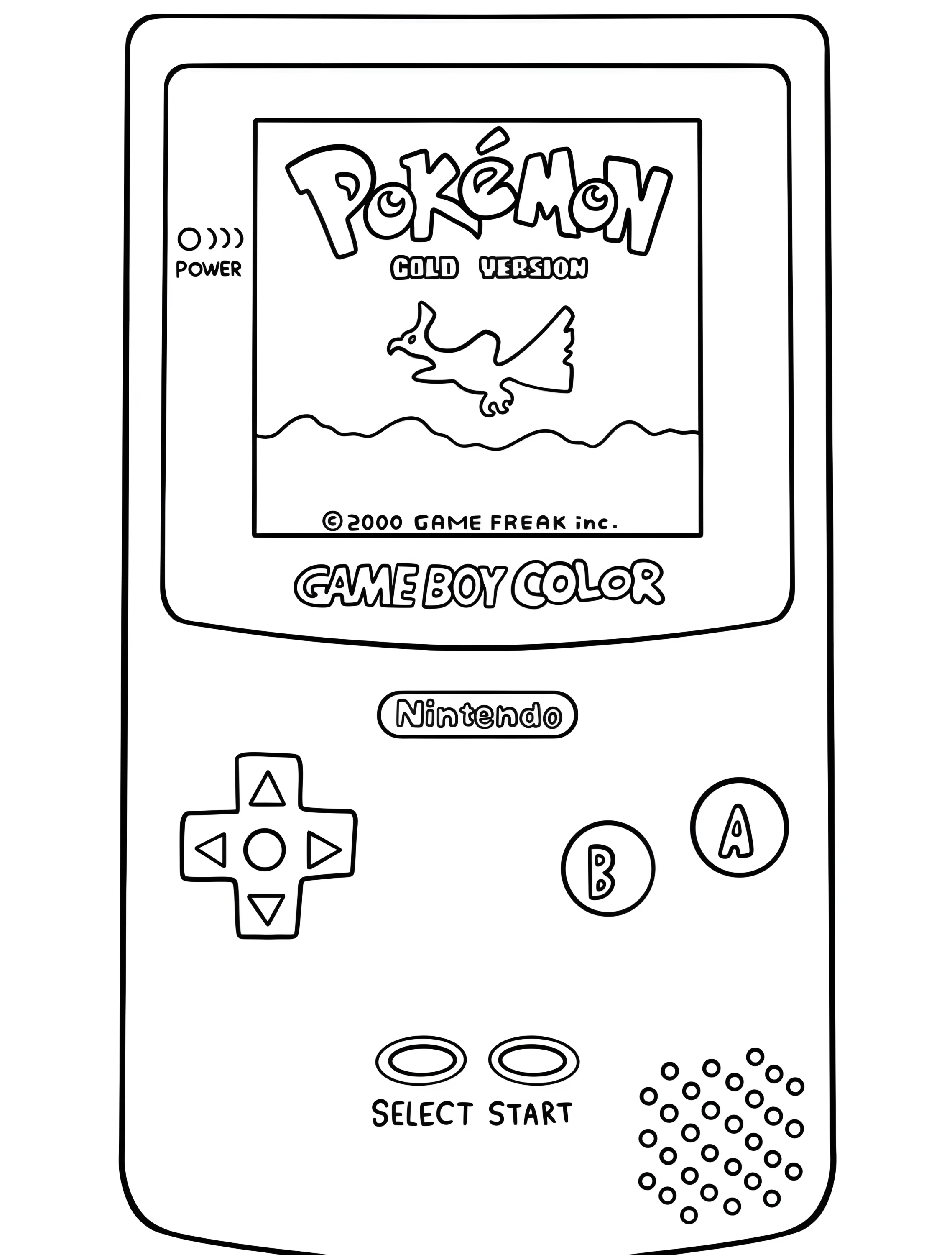 Game Boy Color с игрой Pokemon для детей №7154. Раскраски из игр. Нинтендо (Nintendo).