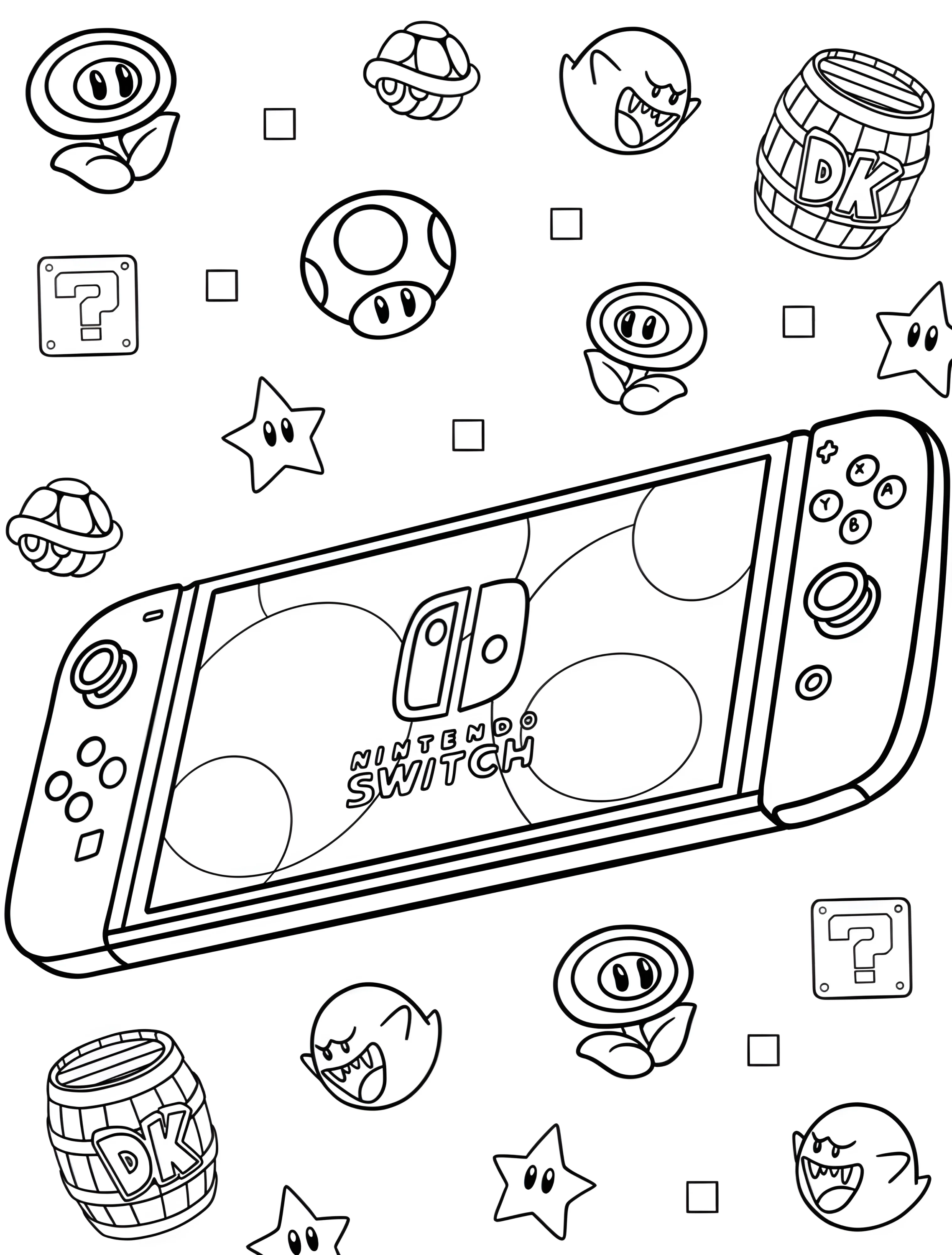 Игровая приставка Nintendo Switch для детей №7157. Раскраски из игр. Нинтендо (Nintendo).
