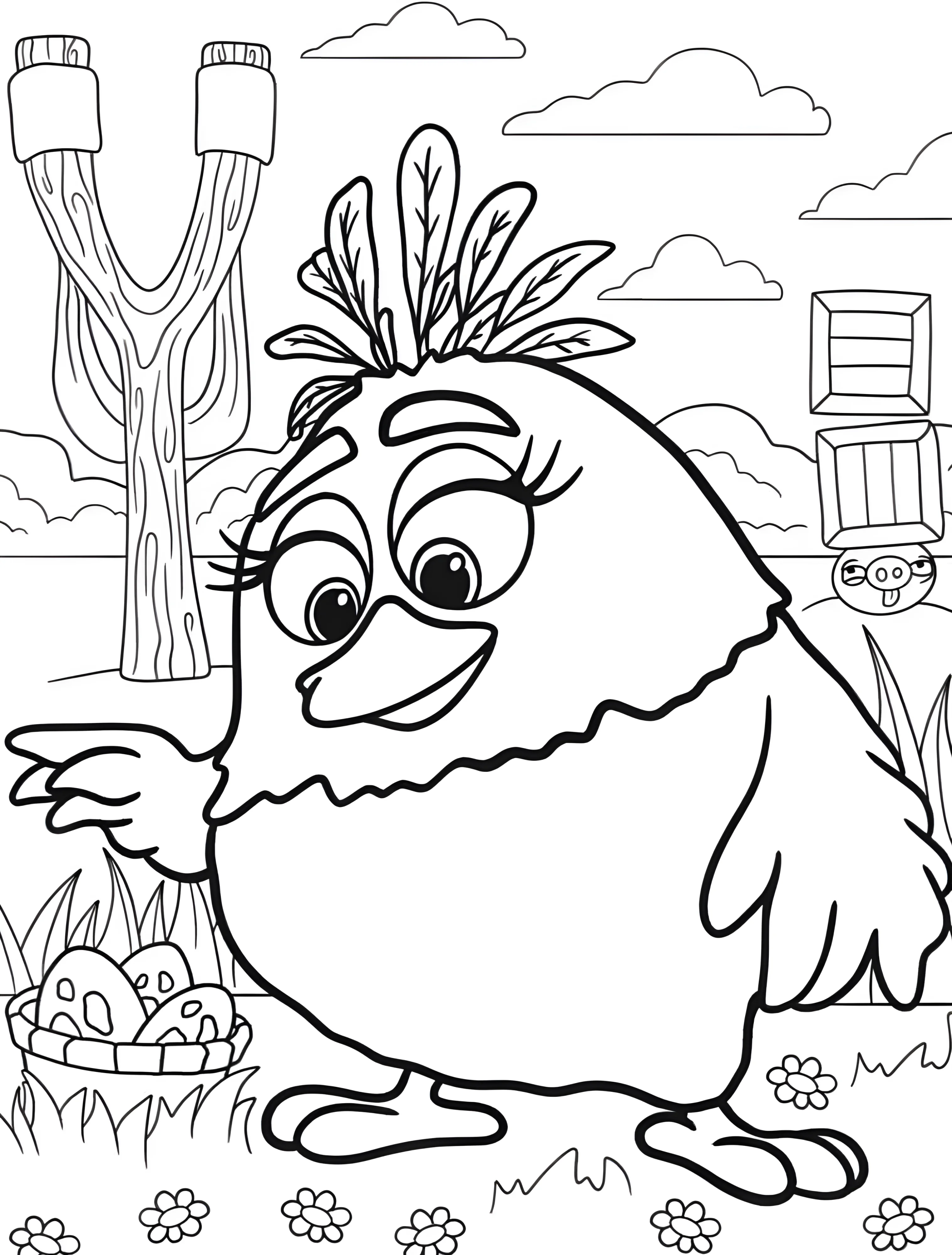 Веселый Angry Bird Олив для детей №6019. Раскраски из игр. Злые птички (Angry Birds).