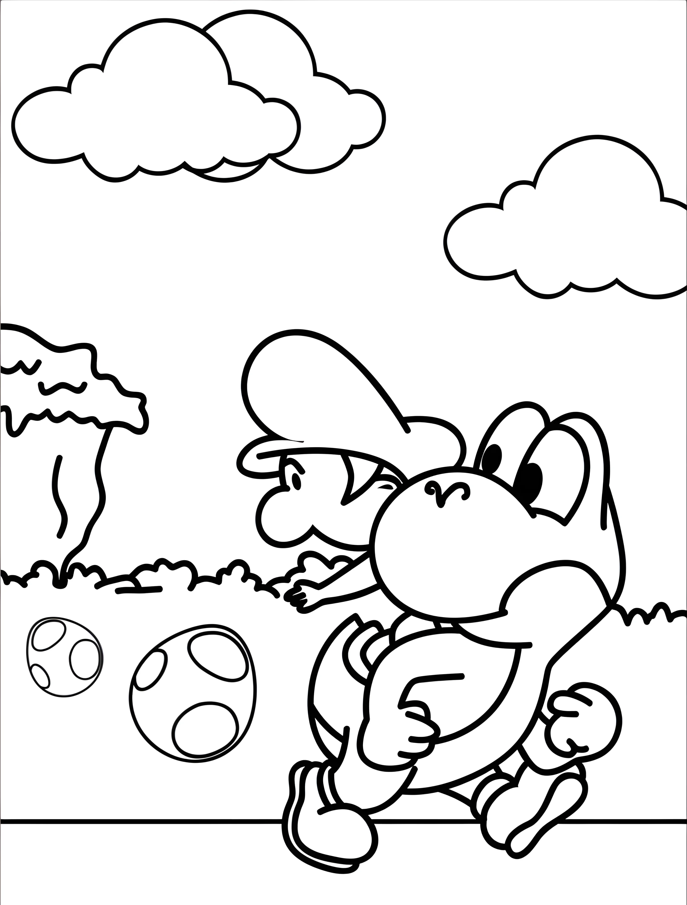 Йоши с Марио для детей №8197. Раскраски из игр. Йоши (Yoshi).