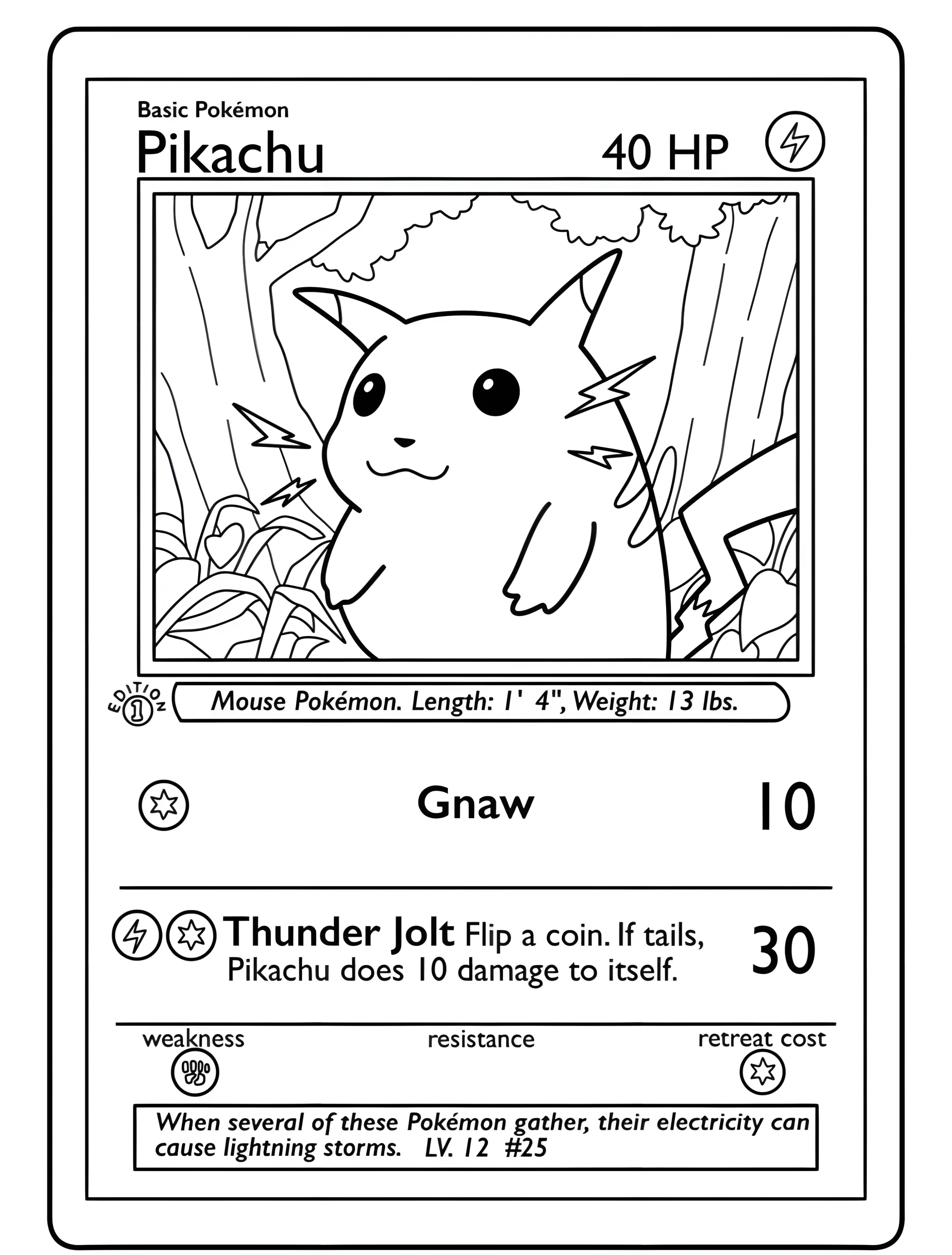 Покемон Пикачу для детей №7321. Раскраски из игр. Карты Покемон (Pokemon Card).