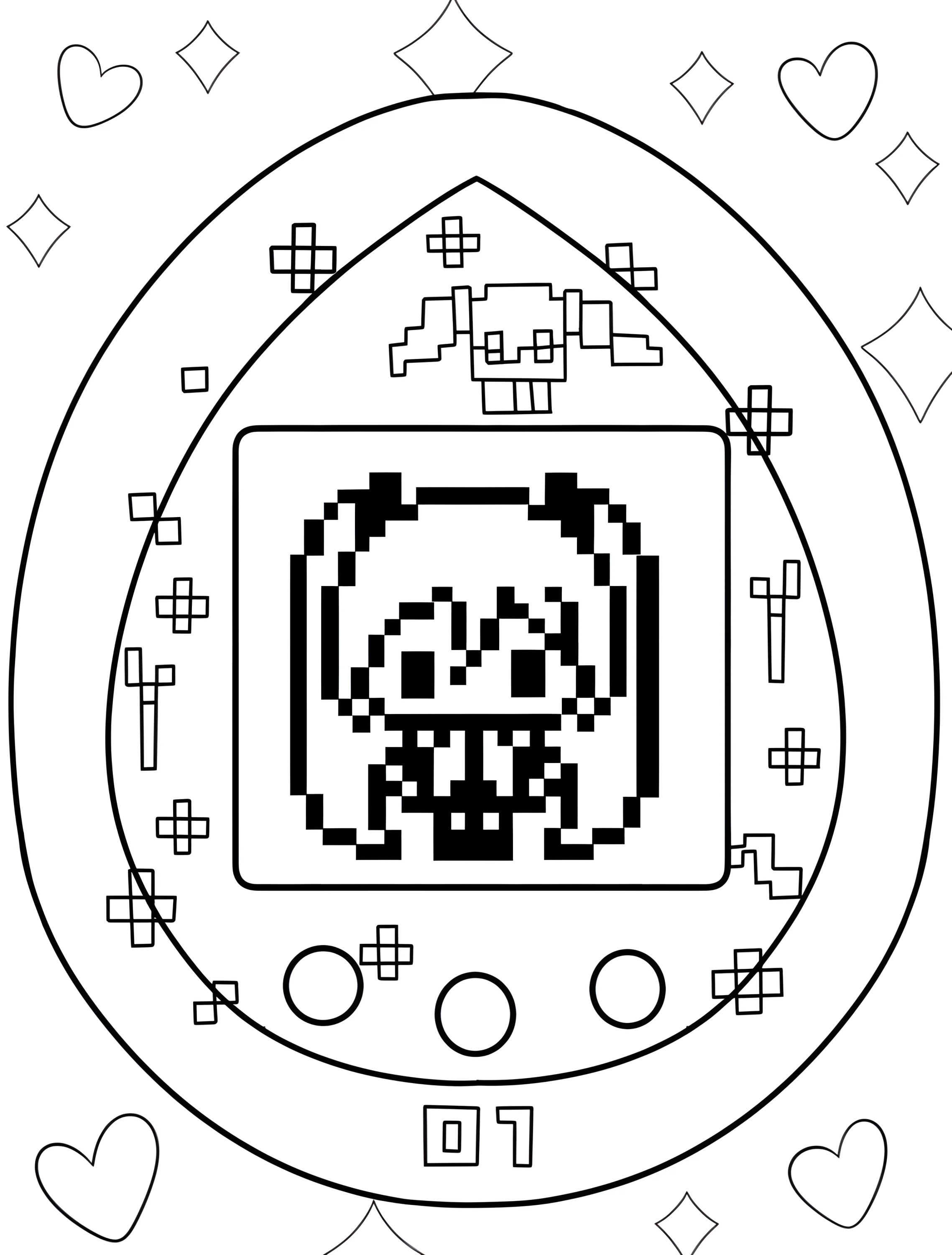 Забавный тамагочи для детей №8059. Раскраски из игр. Тамагочи (Tamagotchi).