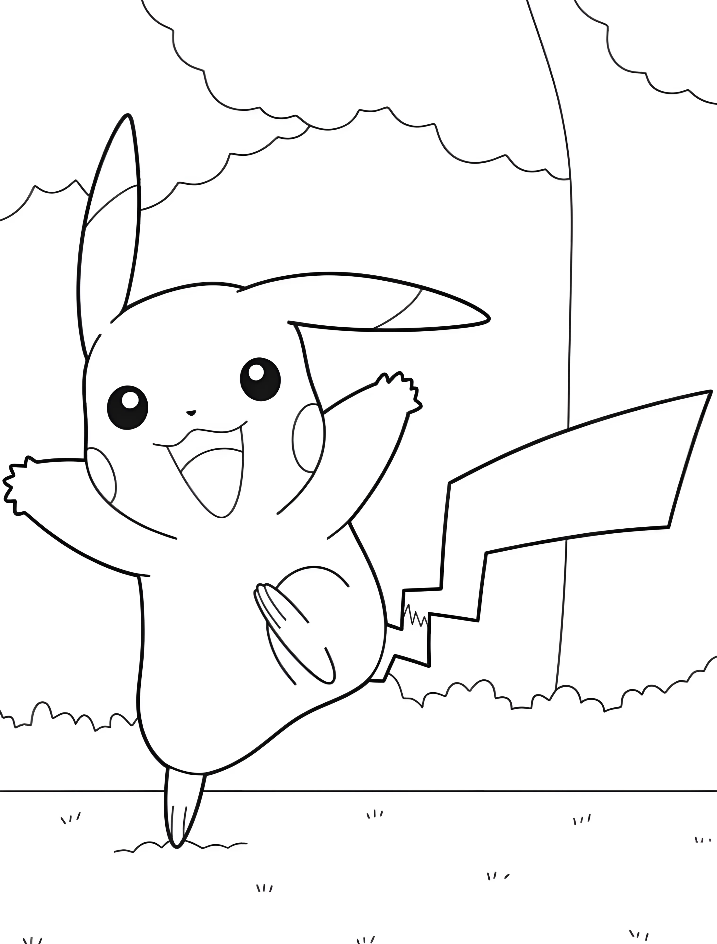 Весёлый Пикачу для детей №7409. Раскраски из игр. Покемон (Pokemon).