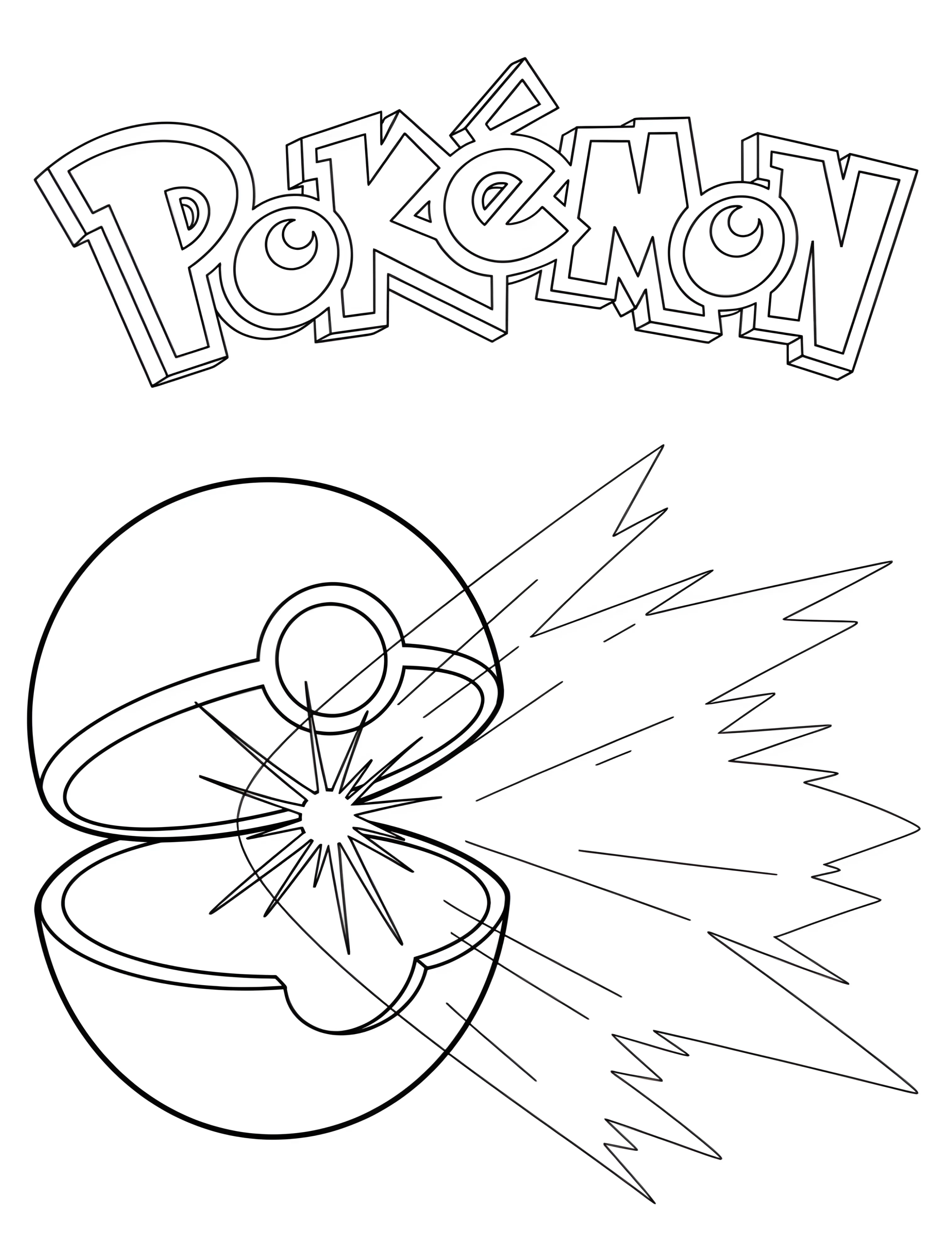 Покебол, готовый выпустить покемона №7284. Раскраски из игр. Покебол (Pokeball).