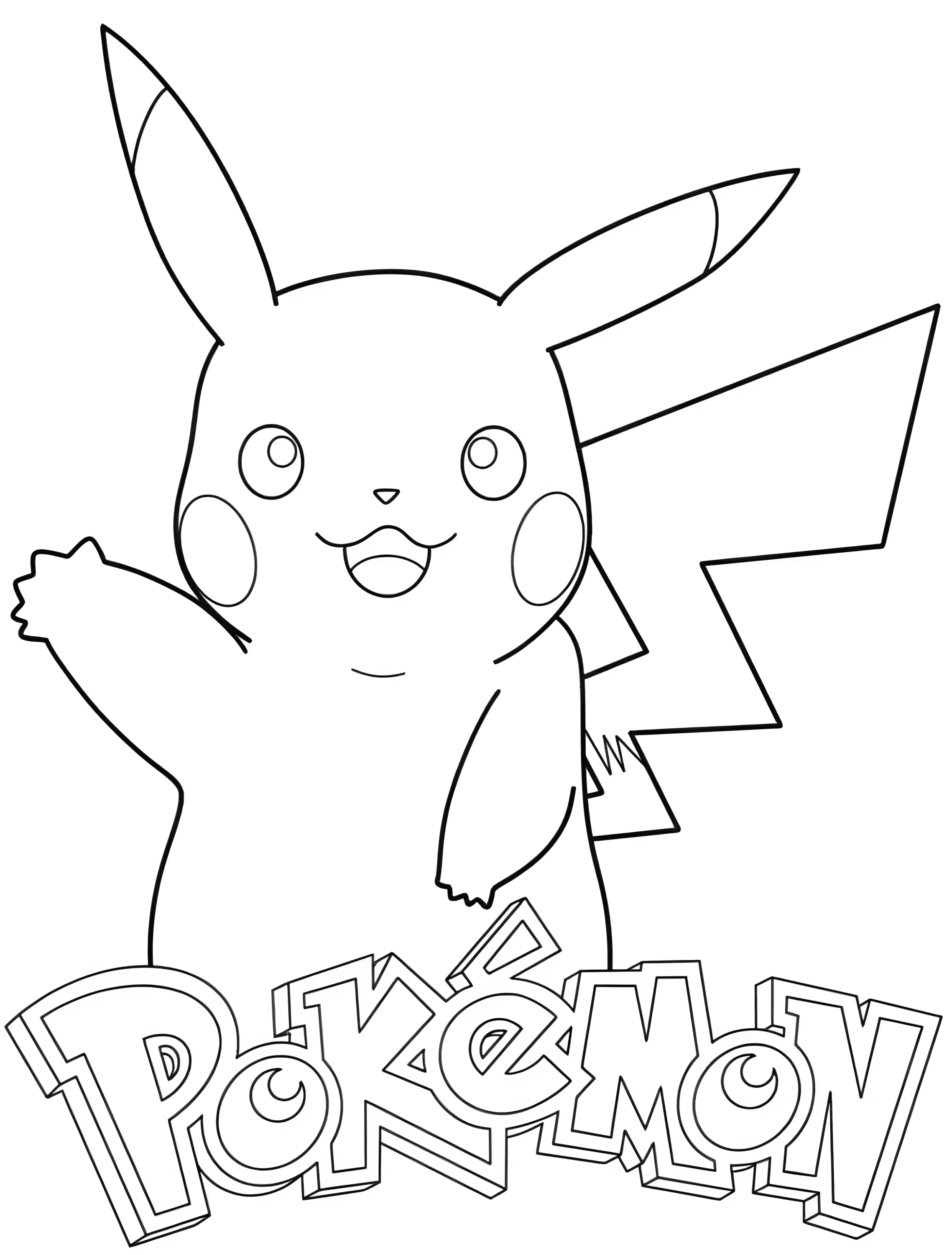 Весёлый Пикачу для детей №7415. Раскраски из игр. Покемон (Pokemon).