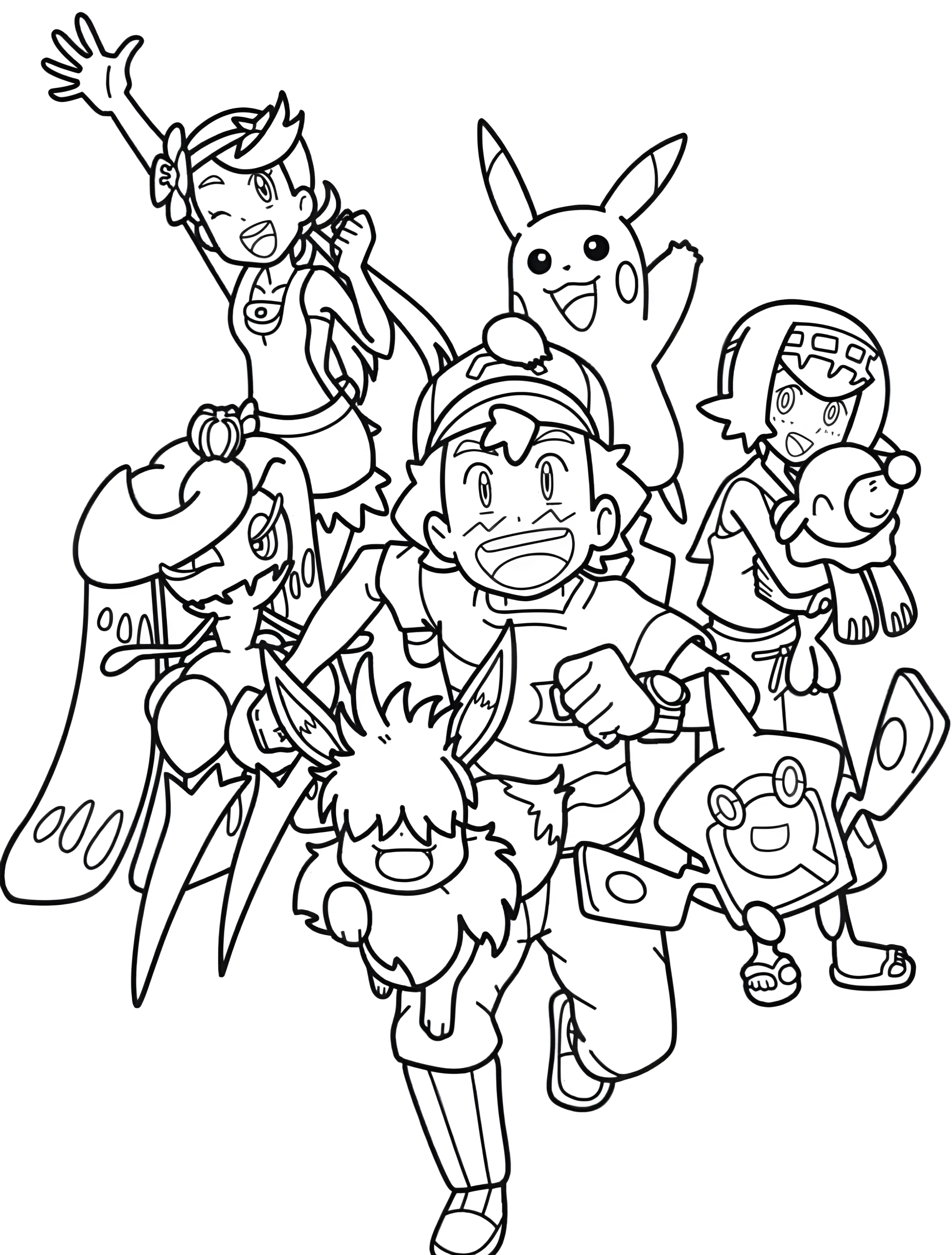 Покемоны и их тренеры для детей №7416. Раскраски из игр. Покемон (Pokemon).