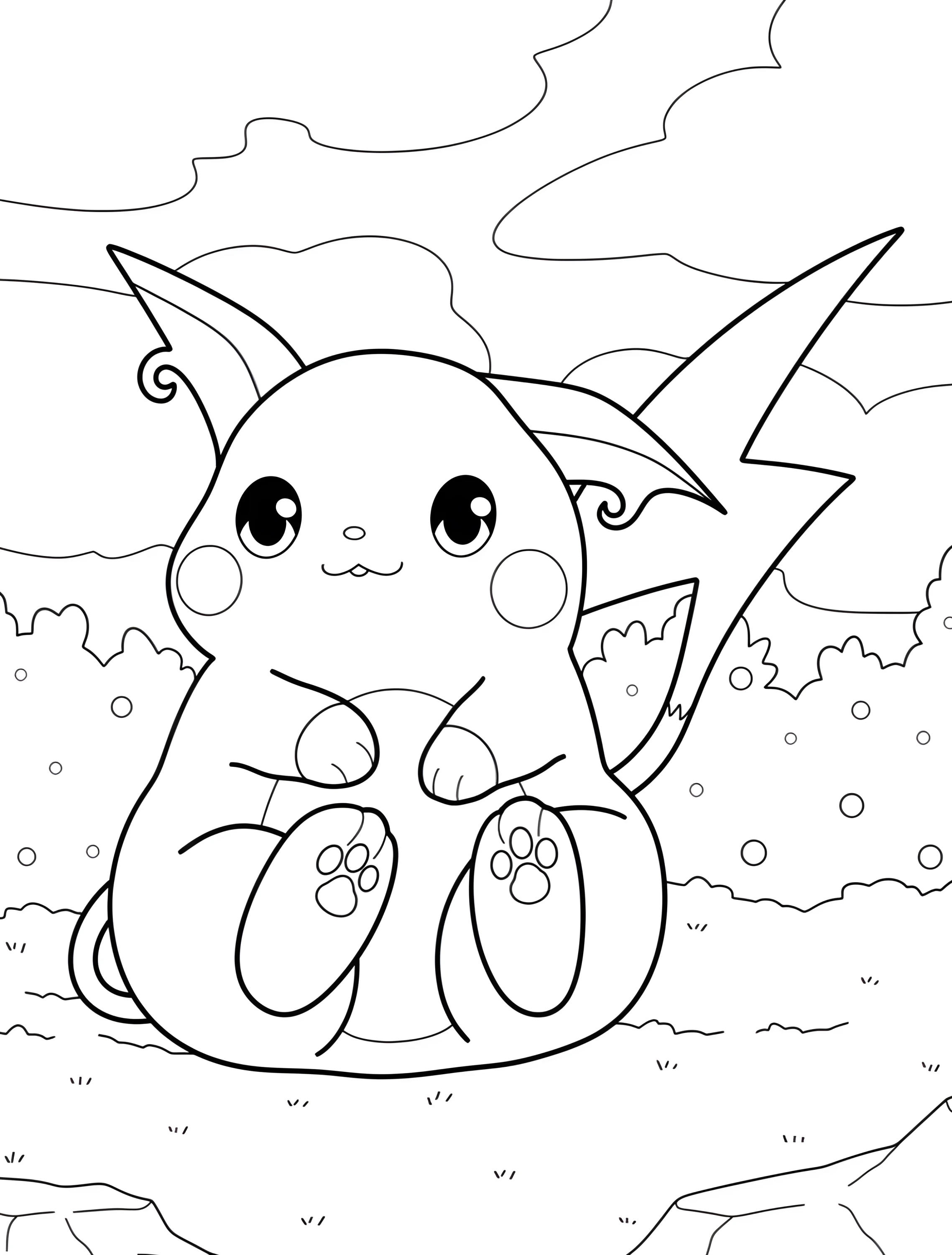 Забавный Райчу для детей №7521. Раскраски из игр. Райчу (Raichu).