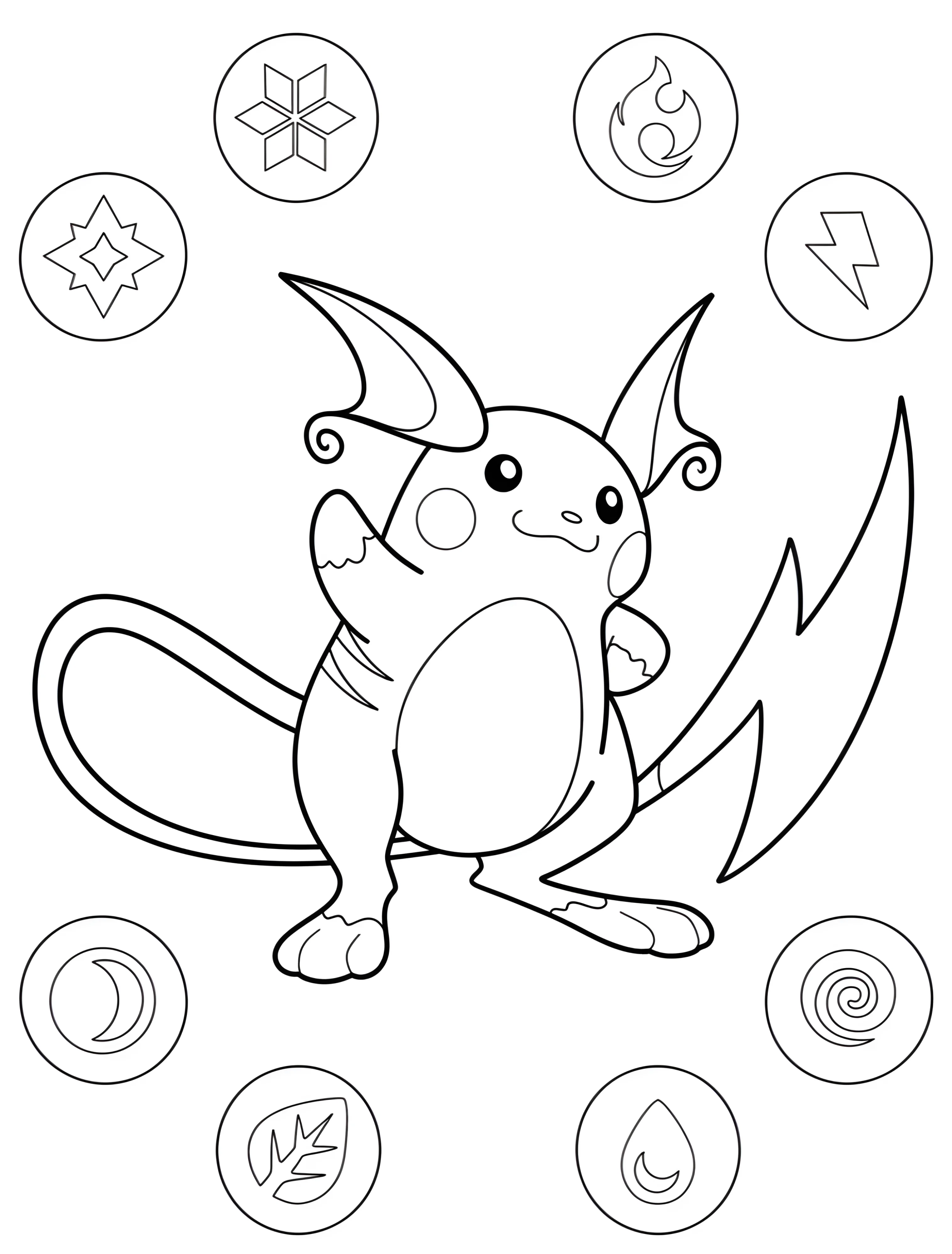 Веселый Райчу для детей №7522. Раскраски из игр. Райчу (Raichu).