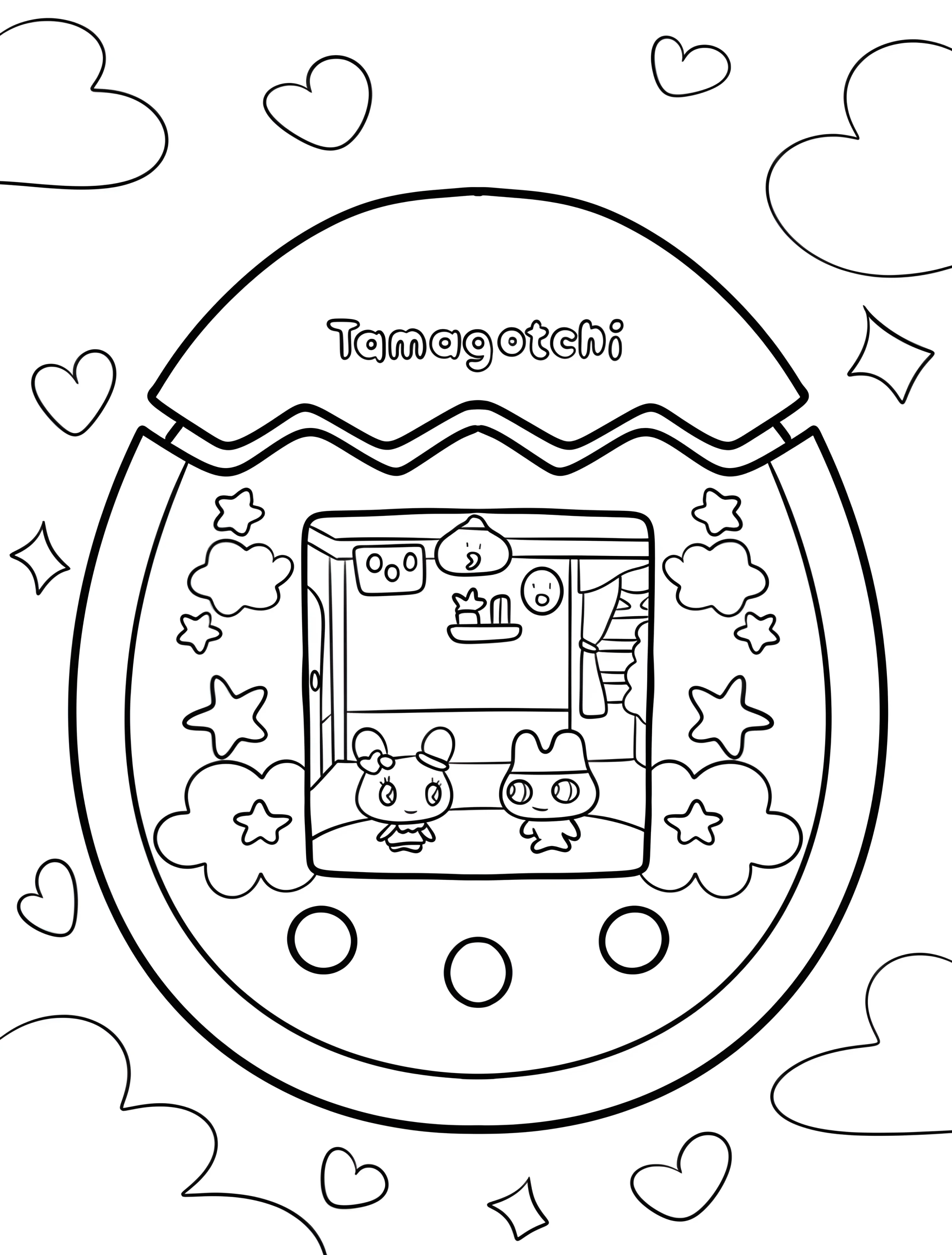 Забавный Тамагочи для детей №8060. Раскраски из игр. Тамагочи (Tamagotchi).
