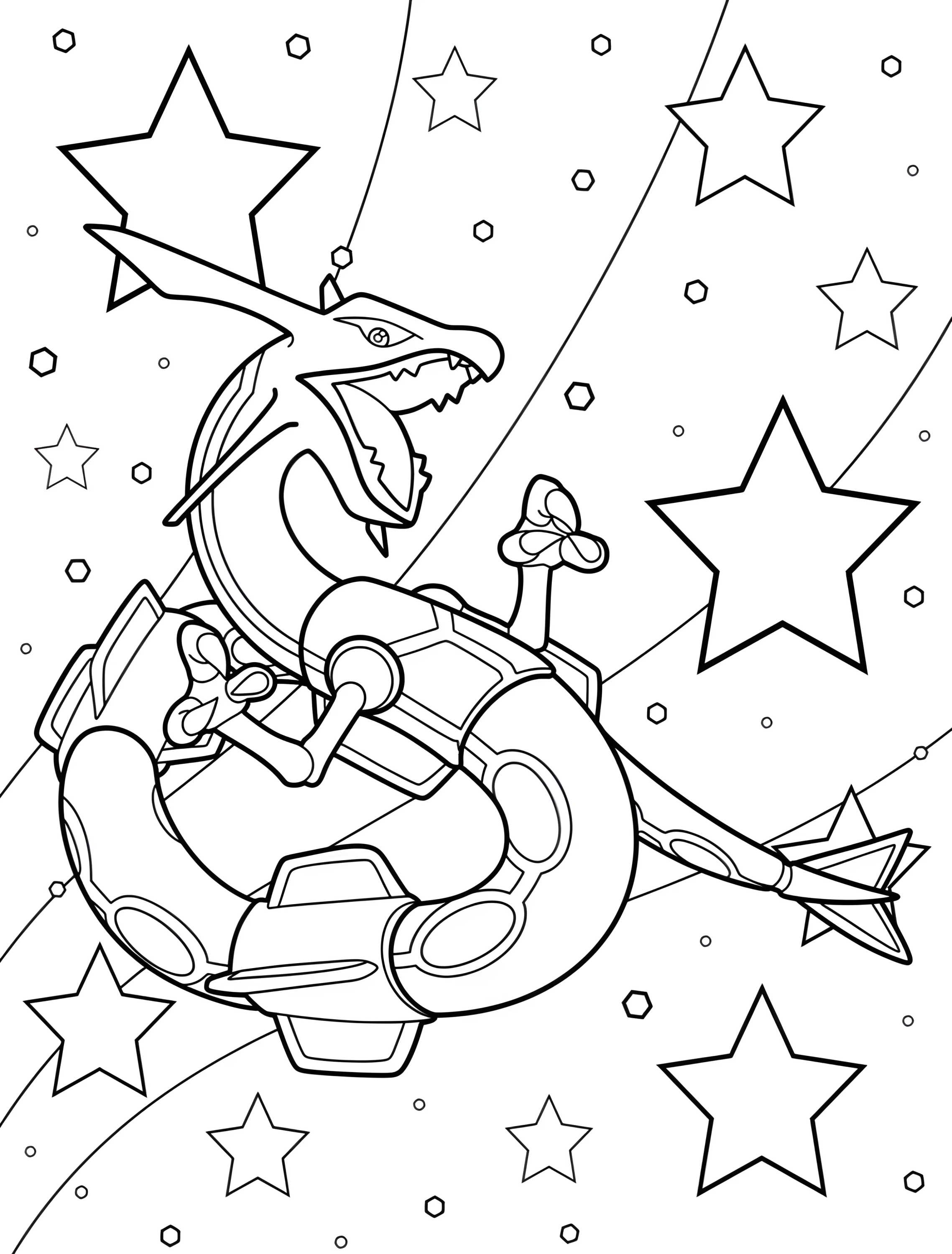 Ревущий Рейкваза для детей №7564. Раскраски из игр. Рейкваза (Rayquaza).