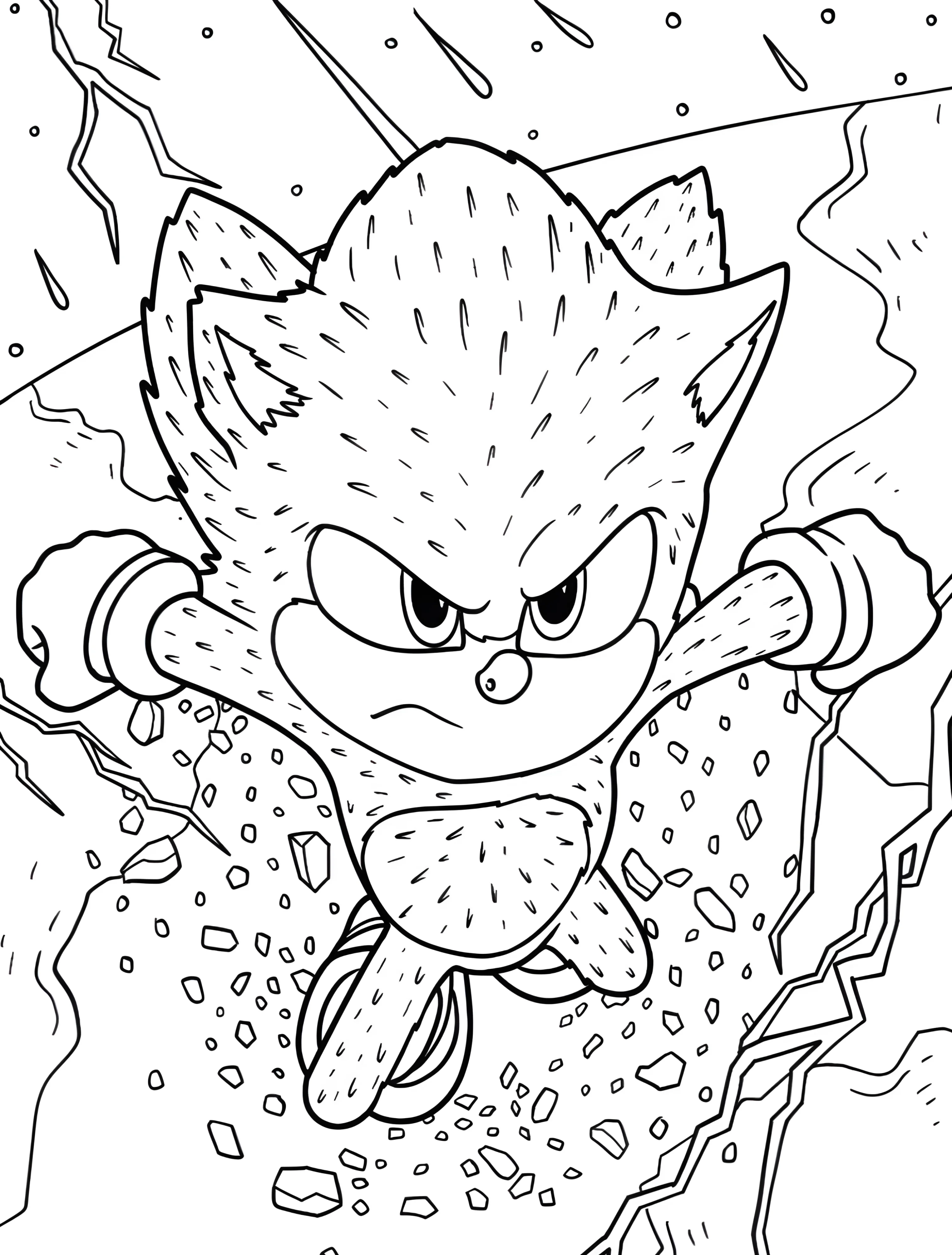 Соник пробивает стену для детей №7993. Раскраски из игр. Супер Соник (Super Sonic).