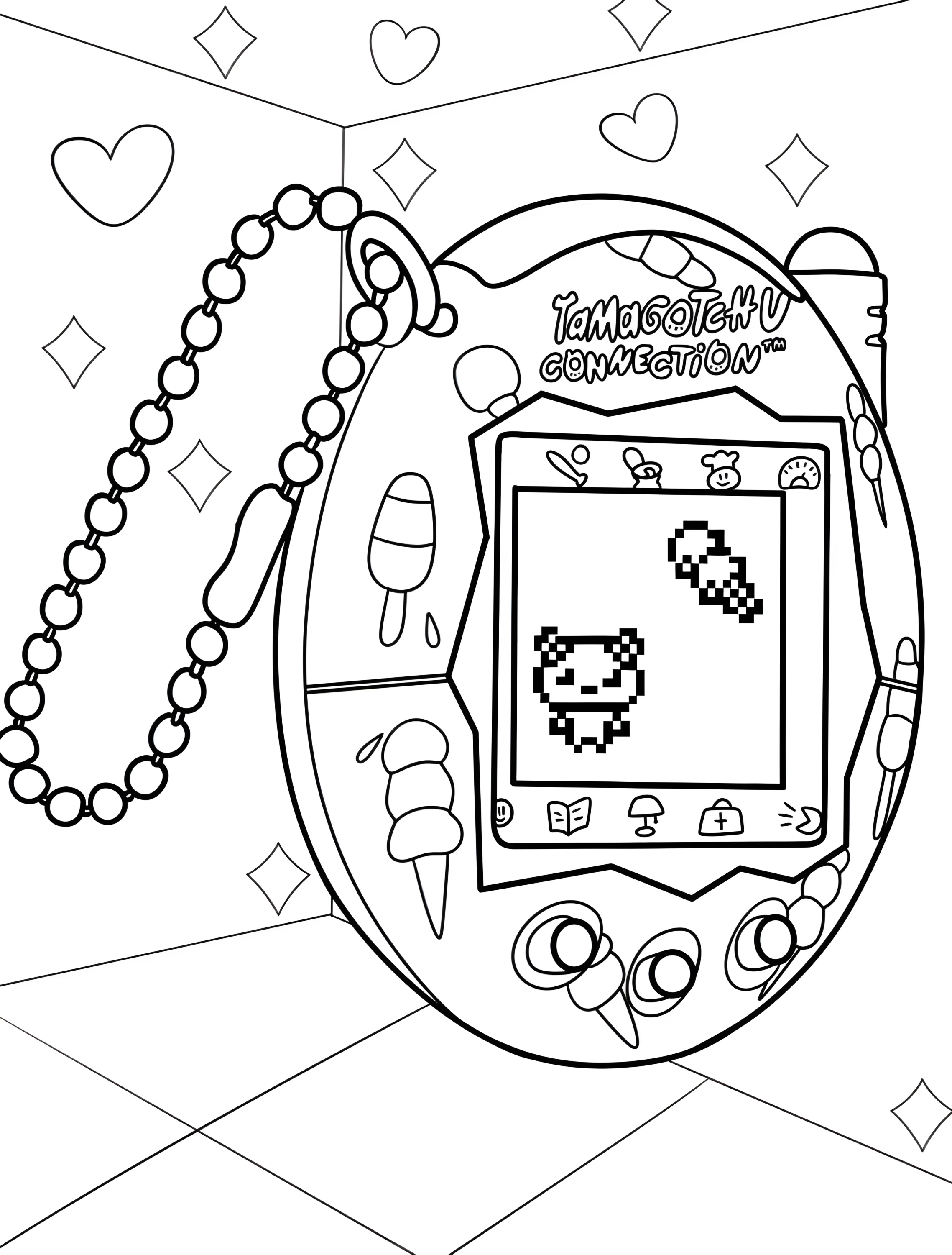 Забавный Тамагочи для детей №8061. Раскраски из игр. Тамагочи (Tamagotchi).